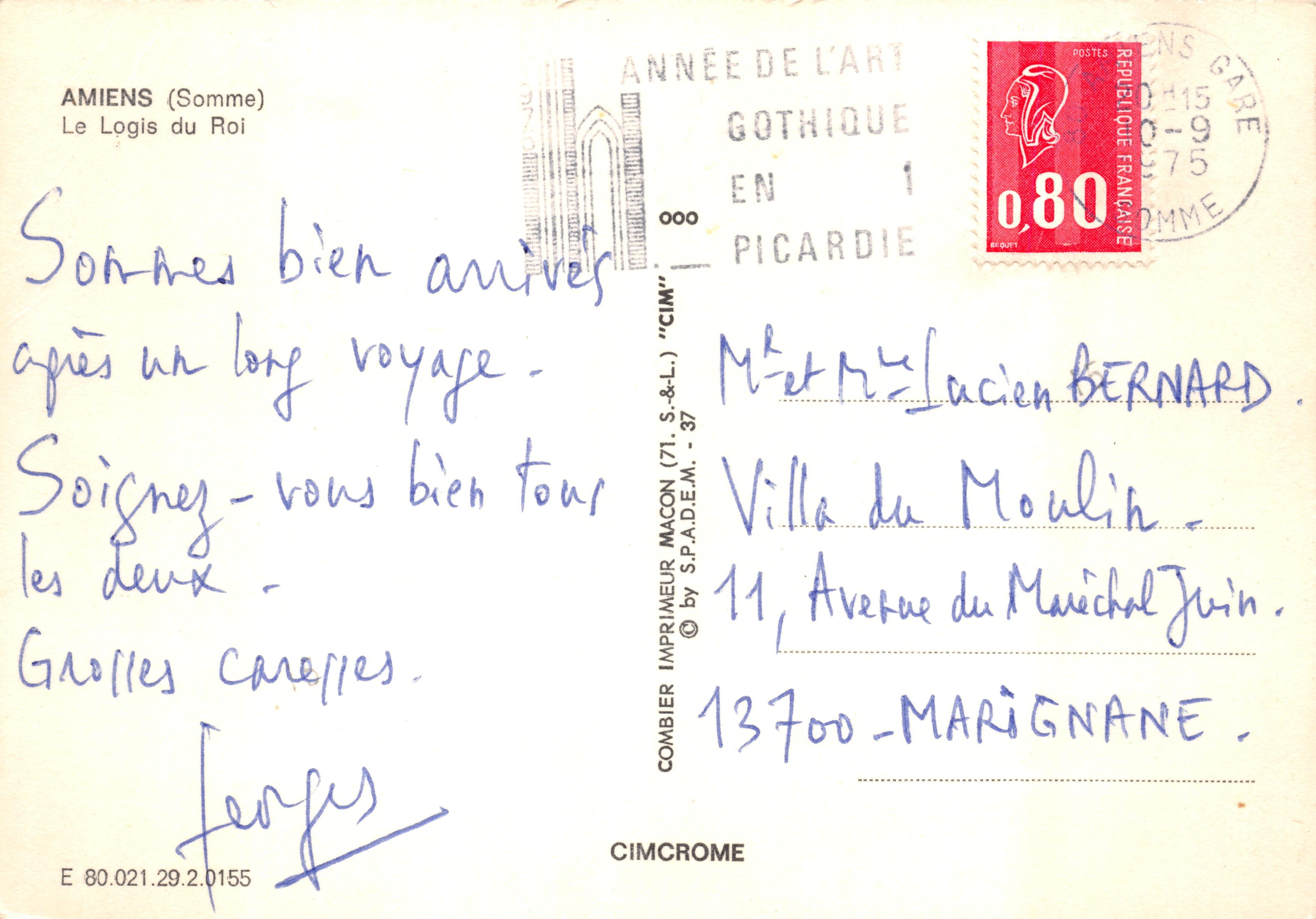 Amiens — La Casa del Re — Editore CIMCROME, n. E 80.021.29.0155 — Verso