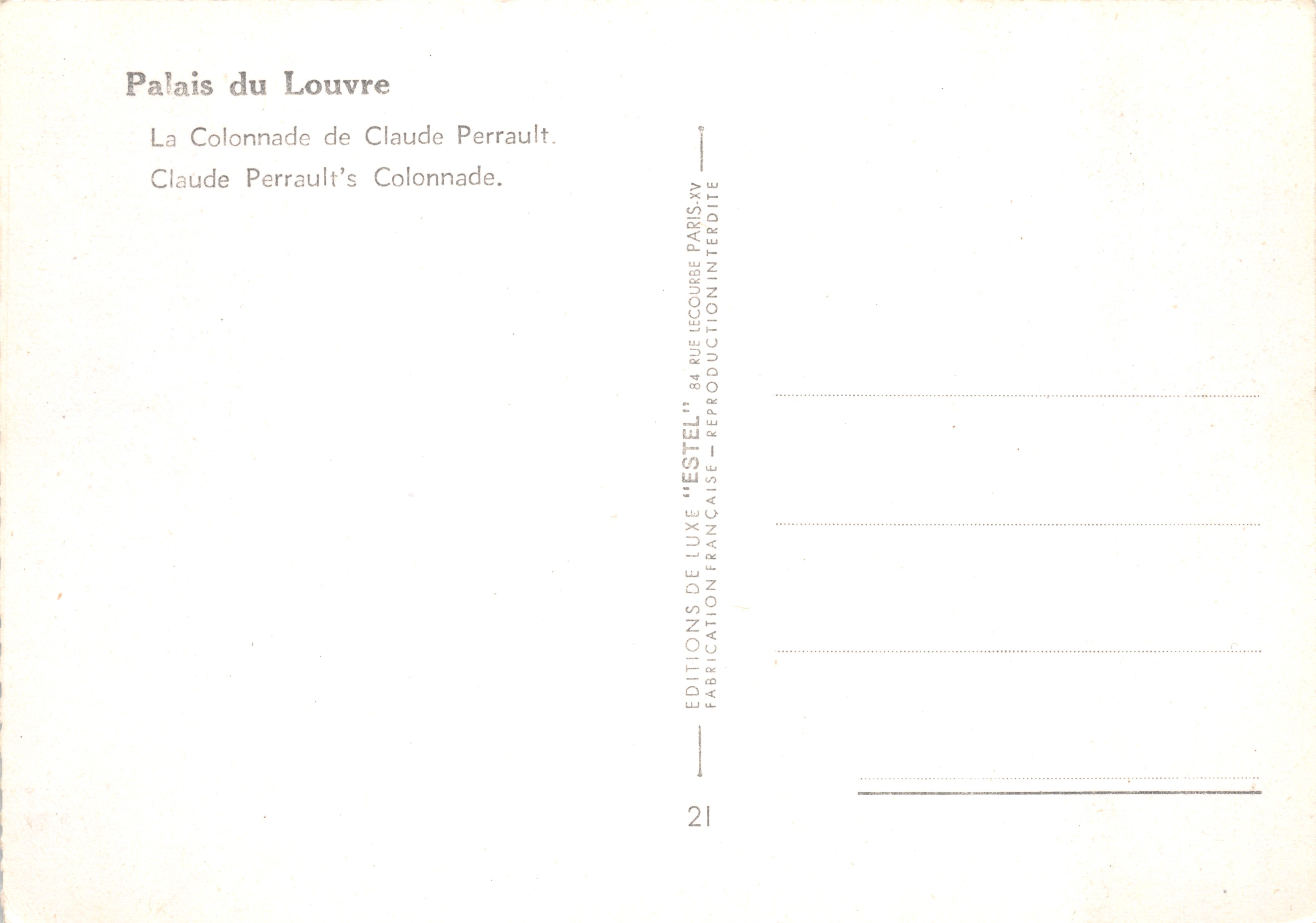 Palais du Louvre — La Colonnade de Claude Perrault — Éditeur Estel — Reverso