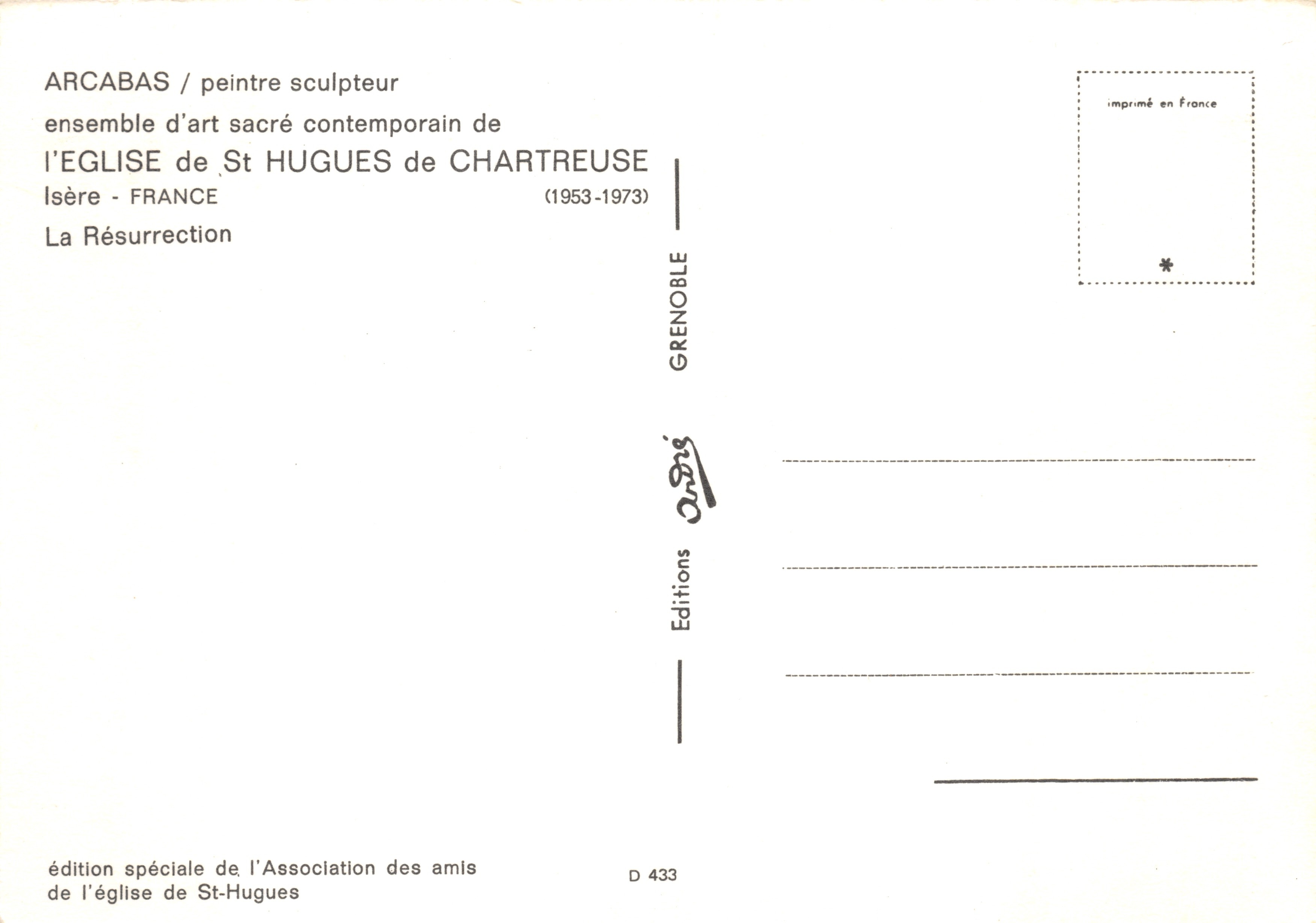 Église Saint-Hugues de Chartreuse — ensemble d'art sacré contemporain — éditeur Éditions Grenoble — Achterkant