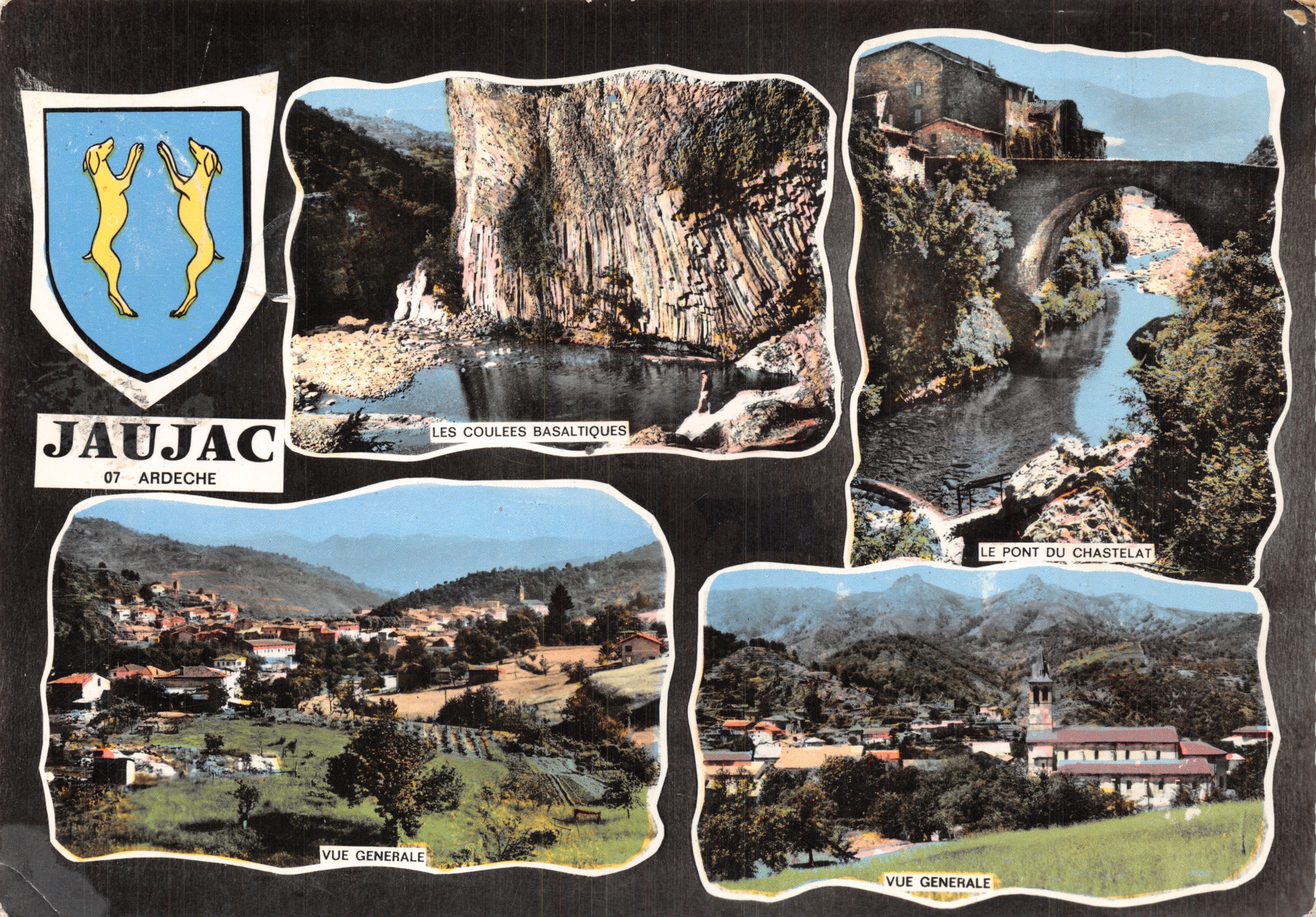 Jaujac — Les coulées basaltiques, le pont du Chastelat, vue générale — Imprimeur Combière (71 S.&L.)
