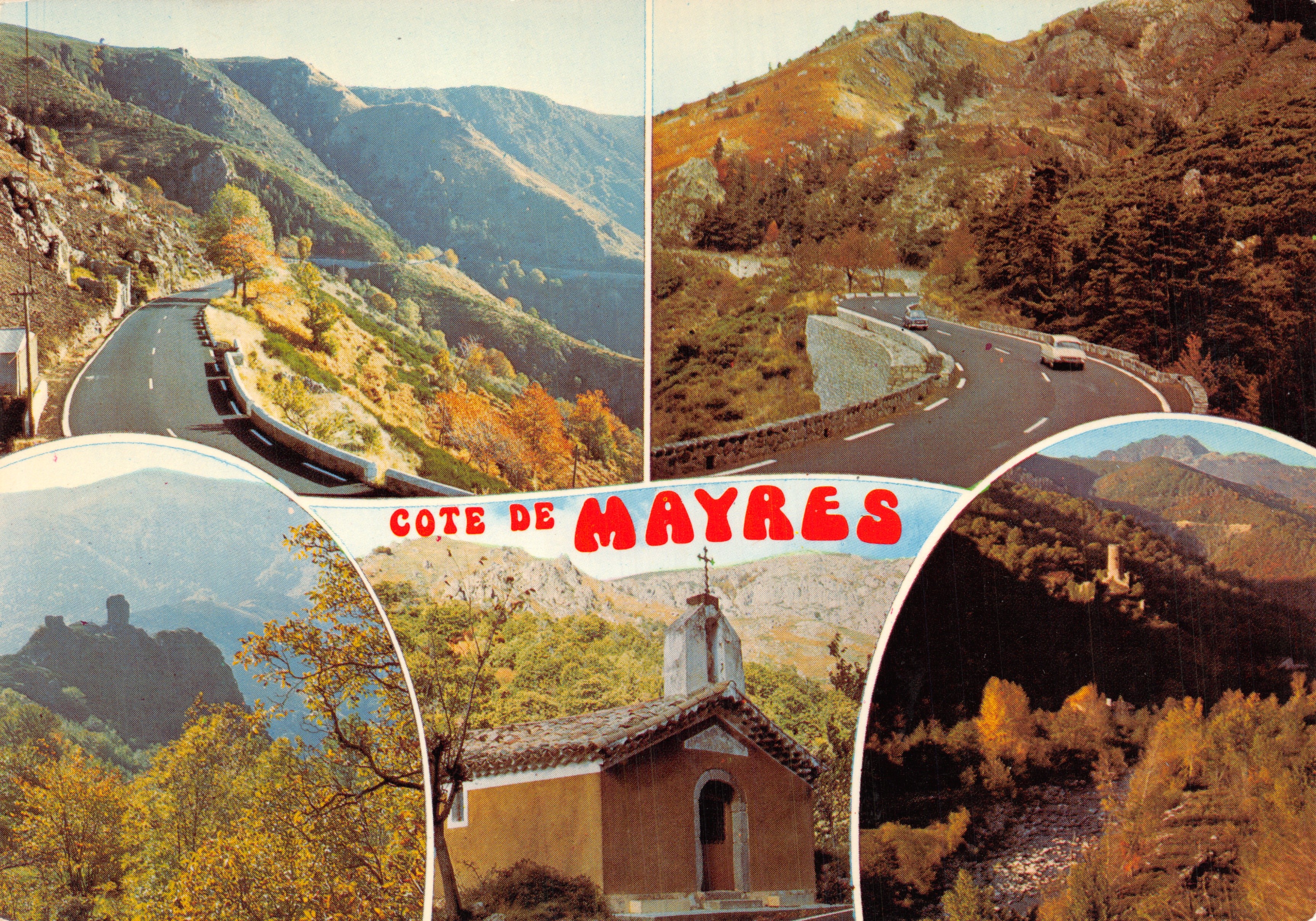 Côte de Mayres — vista panorámica de la carretera y la capilla — Ed. J. Cellard