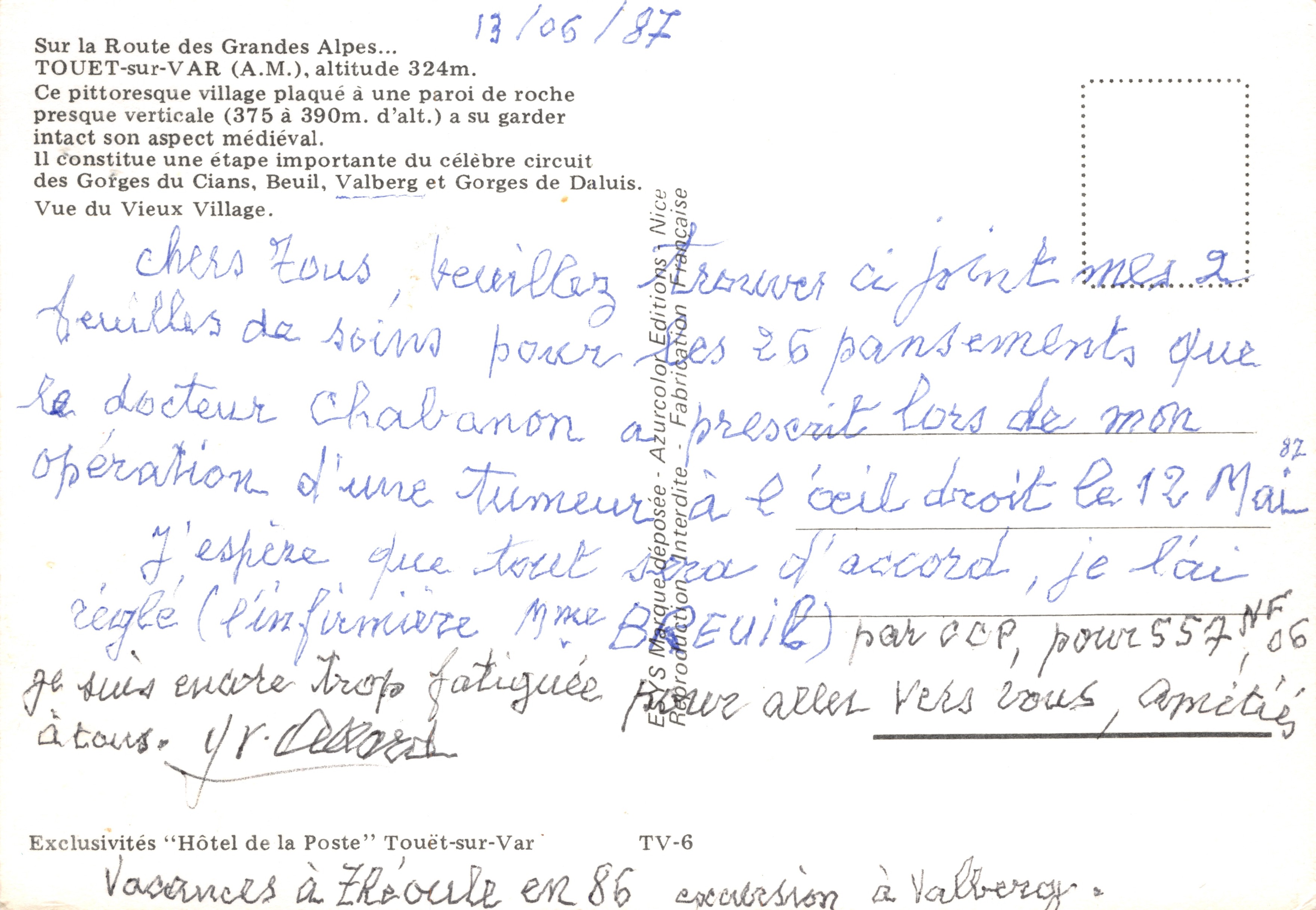 Touët-sur-Var — pueblo medieval situado en una falda — Éditions Azurcolore, TV-6 — Reverso