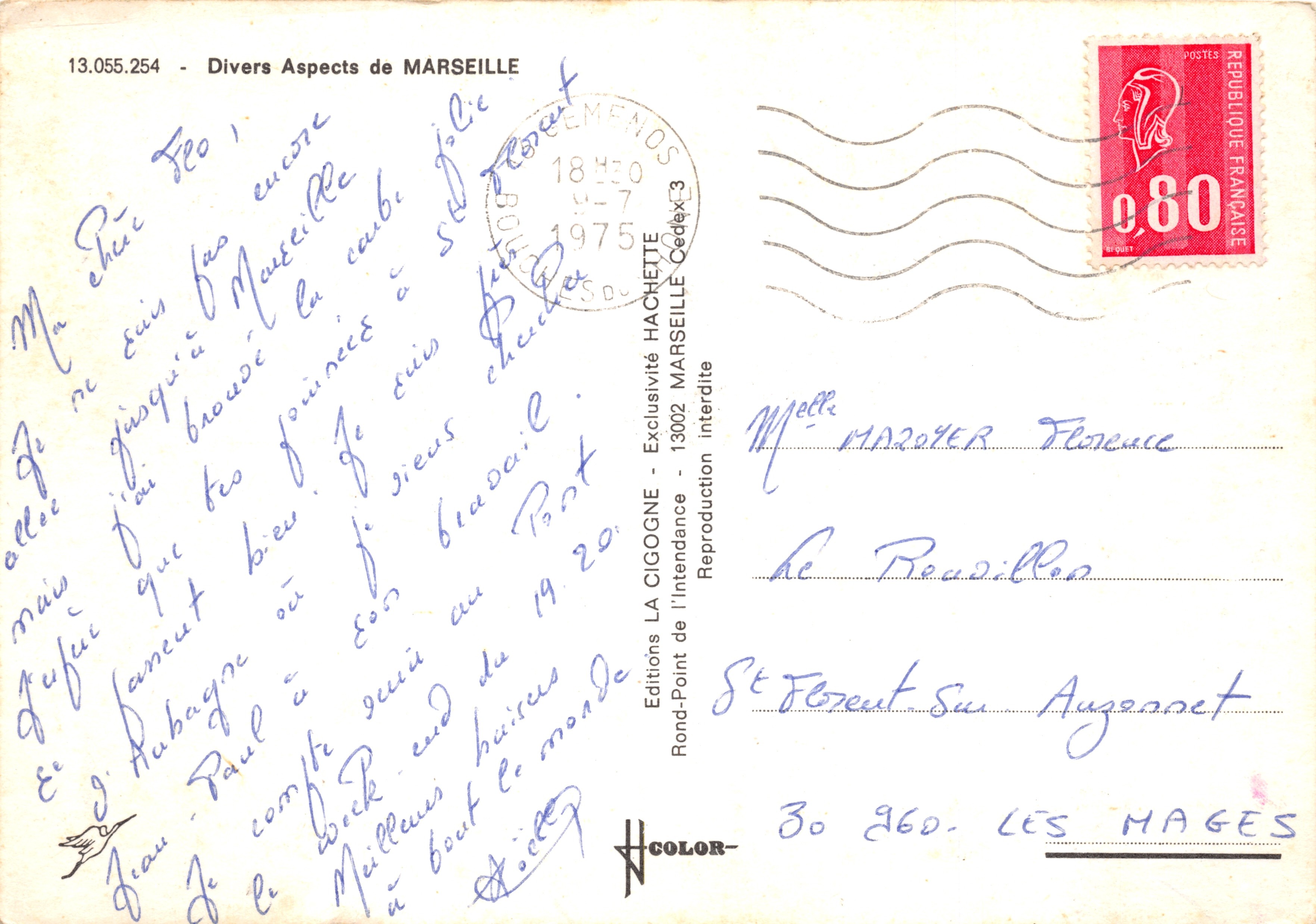 Marseille — vue sur la cité et les quais — Éditions HACHETTE — Rückseite