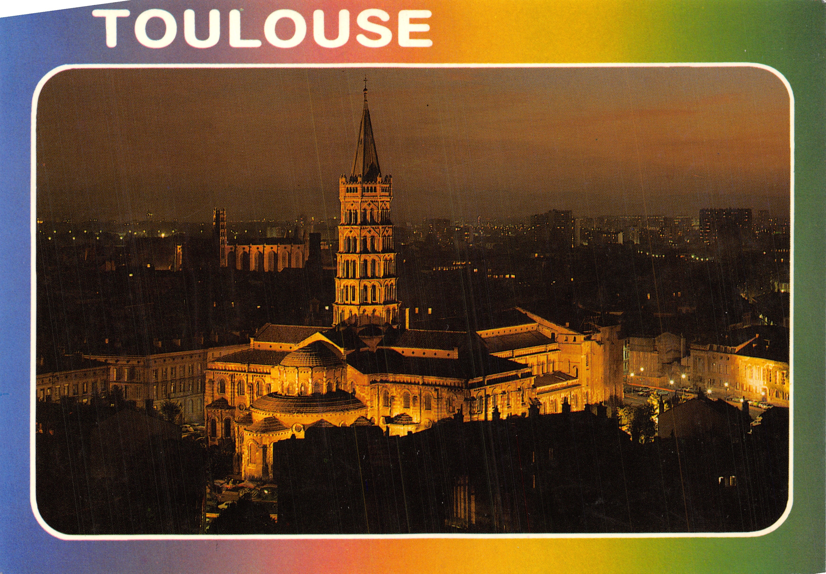 Toulouse — vista nocturna de la Basilique Saint-Sernin — Éditions CELY
