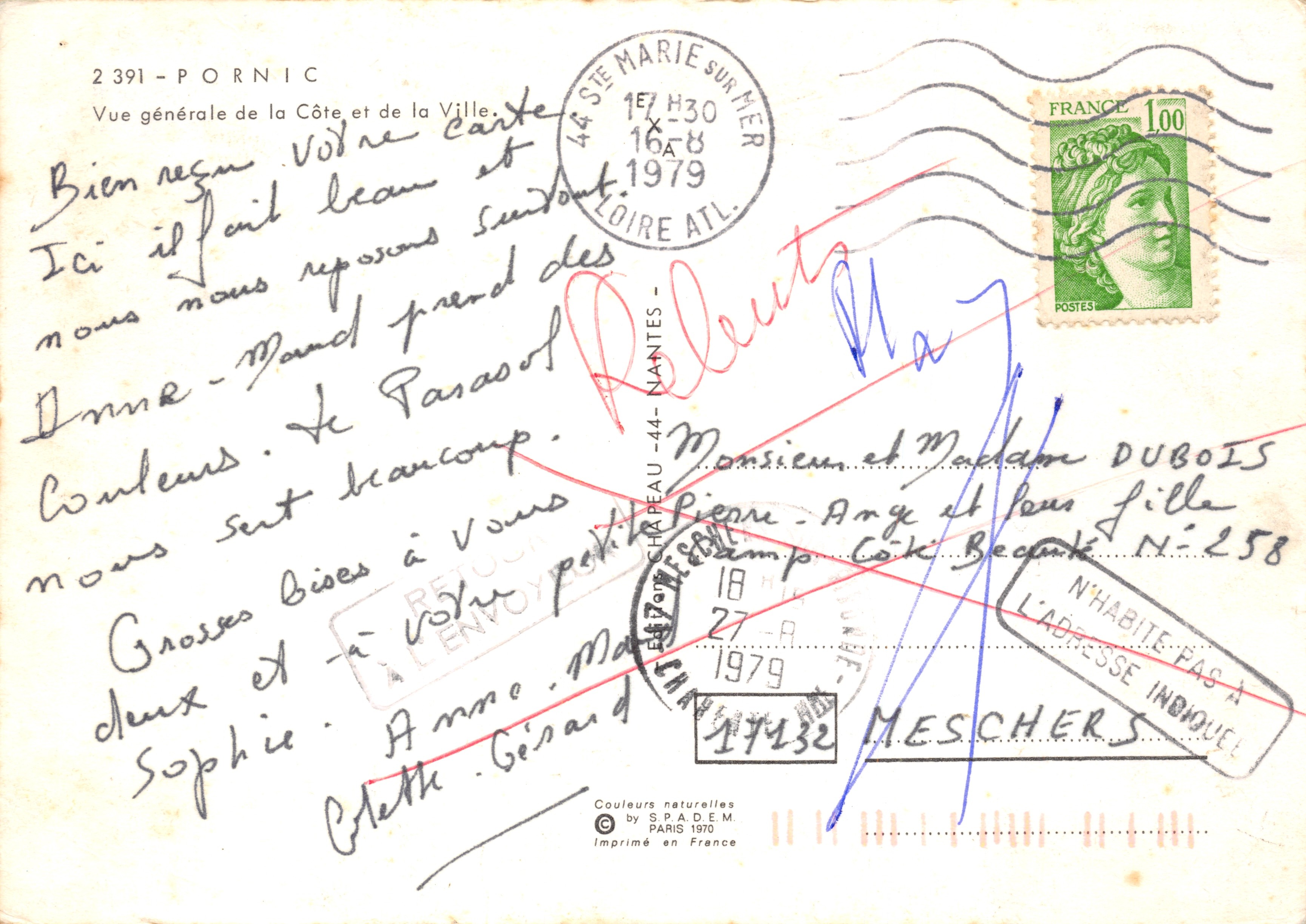 Pornic — vue générale de la côte et de la ville — Rooy — Verso