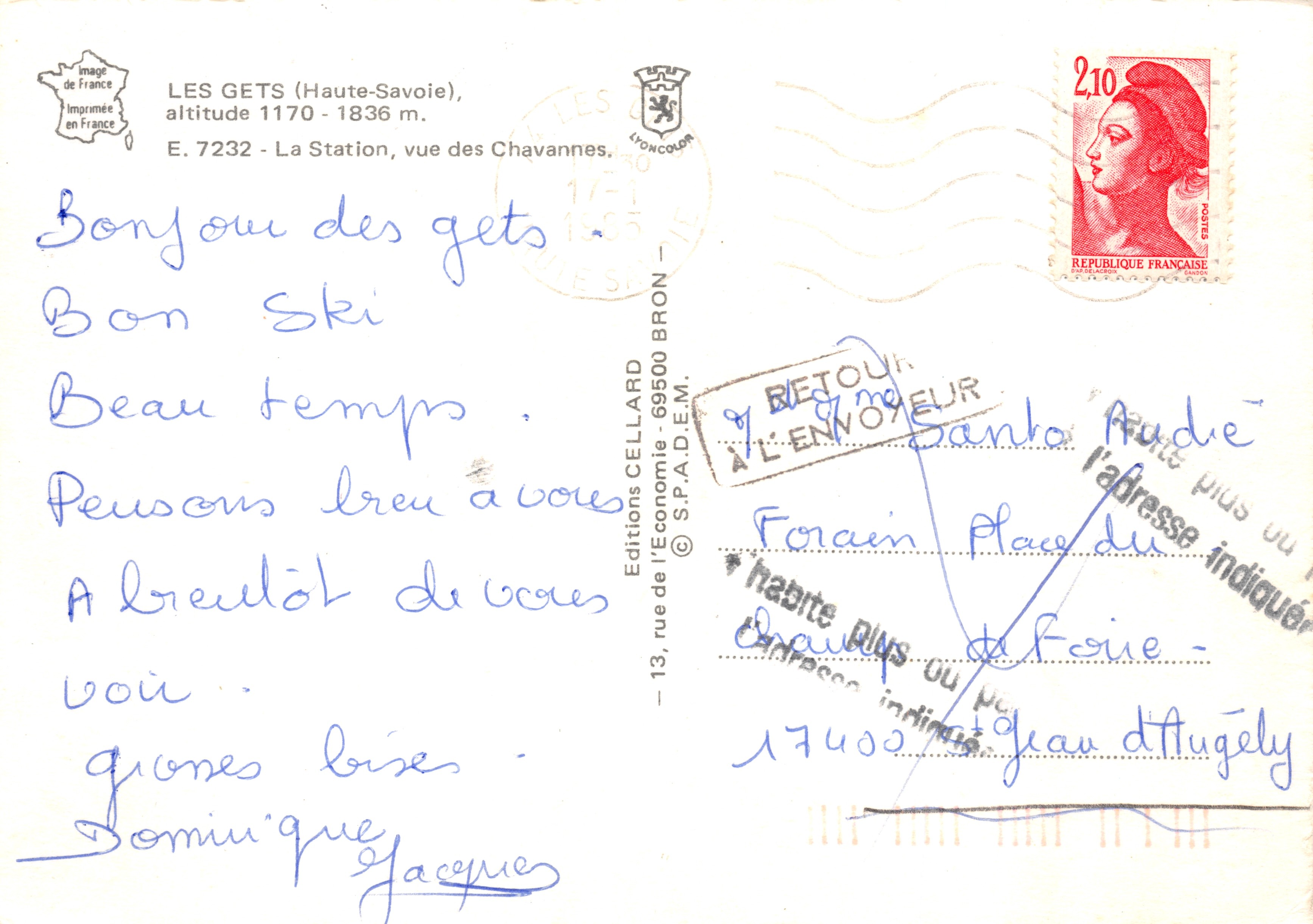 Les Gets — vista de Chavannes — Editions CELLARD — Reverso