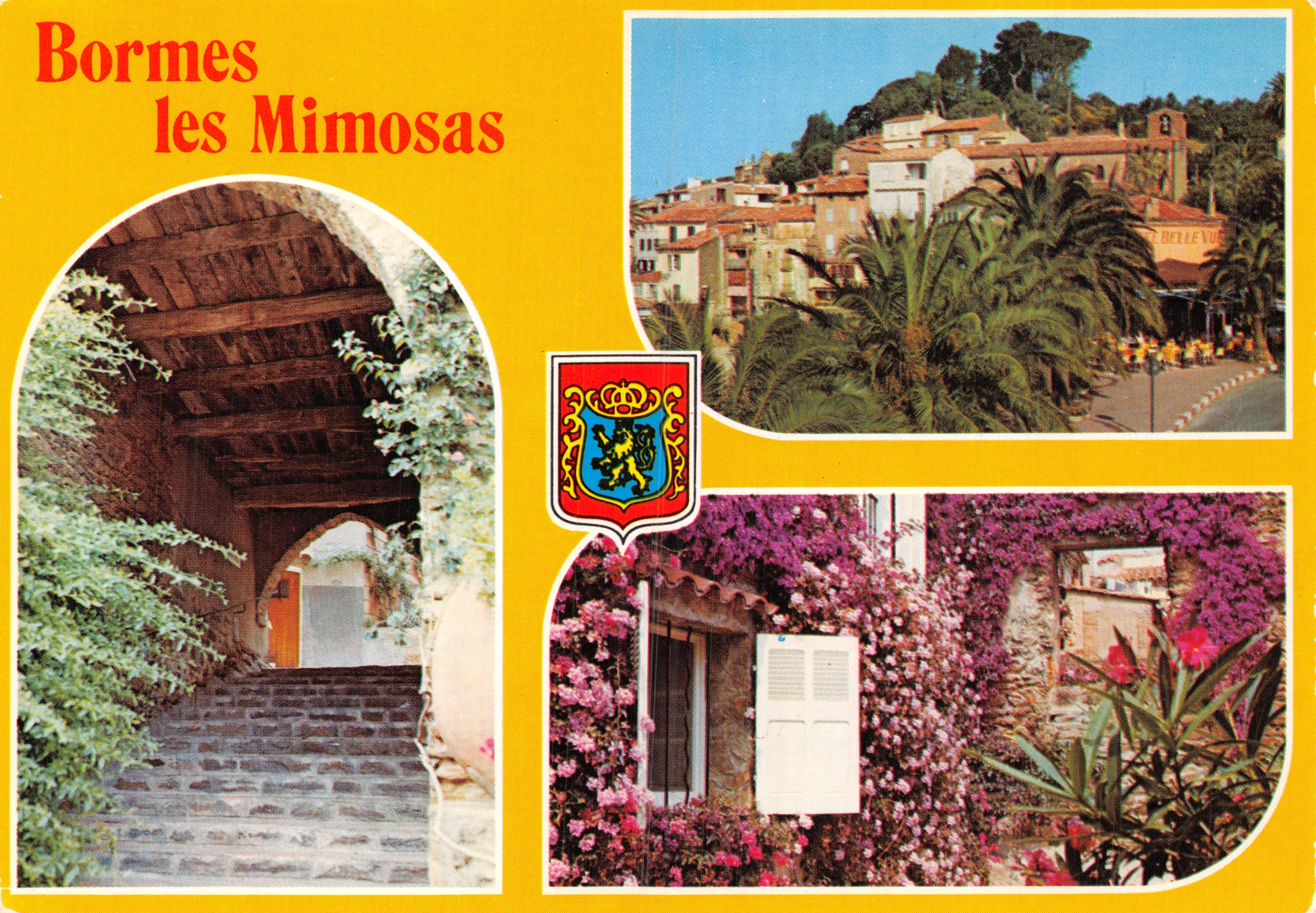 Bormes-les-Mimosas — vue panoramique et entrée arquée — éditeur Sopico
