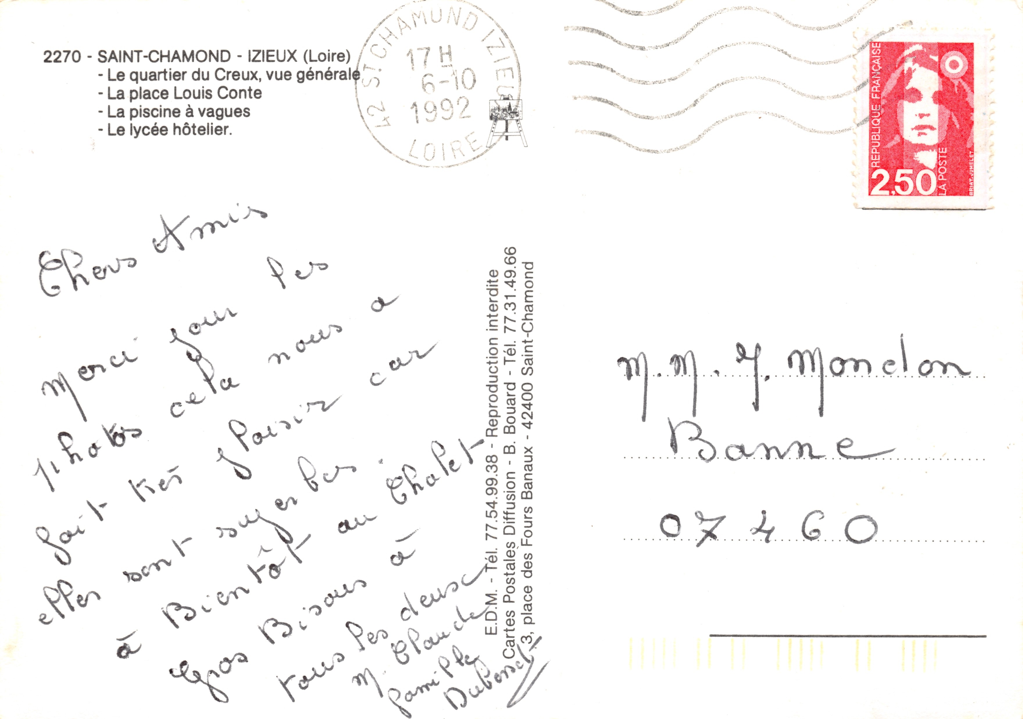 Le quartier du Creux — Saint-Chamond — Éditeur Cartes Postales Diffusion — Achterkant