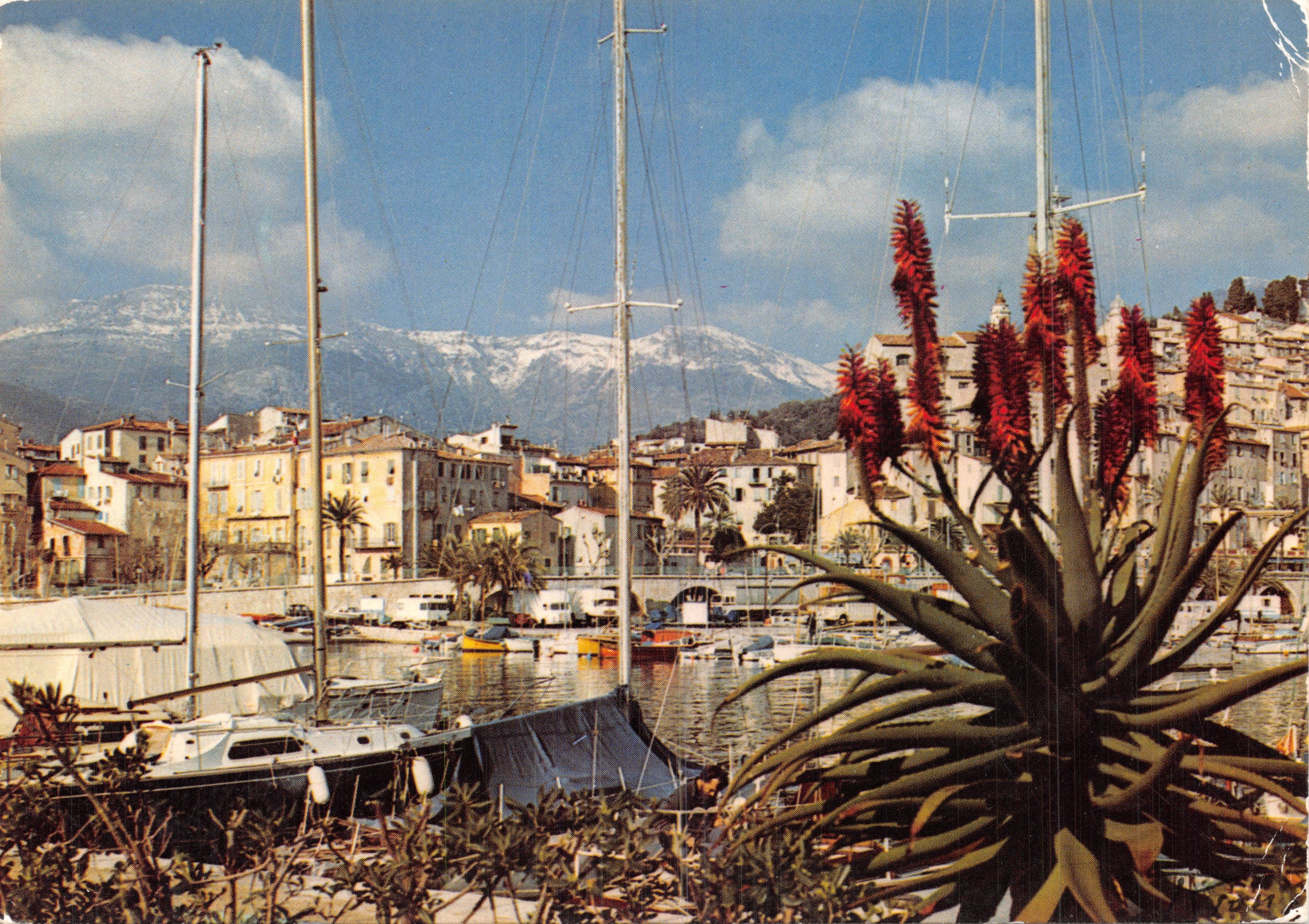 Menton — Der Hafen mit Blick auf die schneebedeckten Berge — Verlag A. RION, 115, Av. St Lambert, Nice