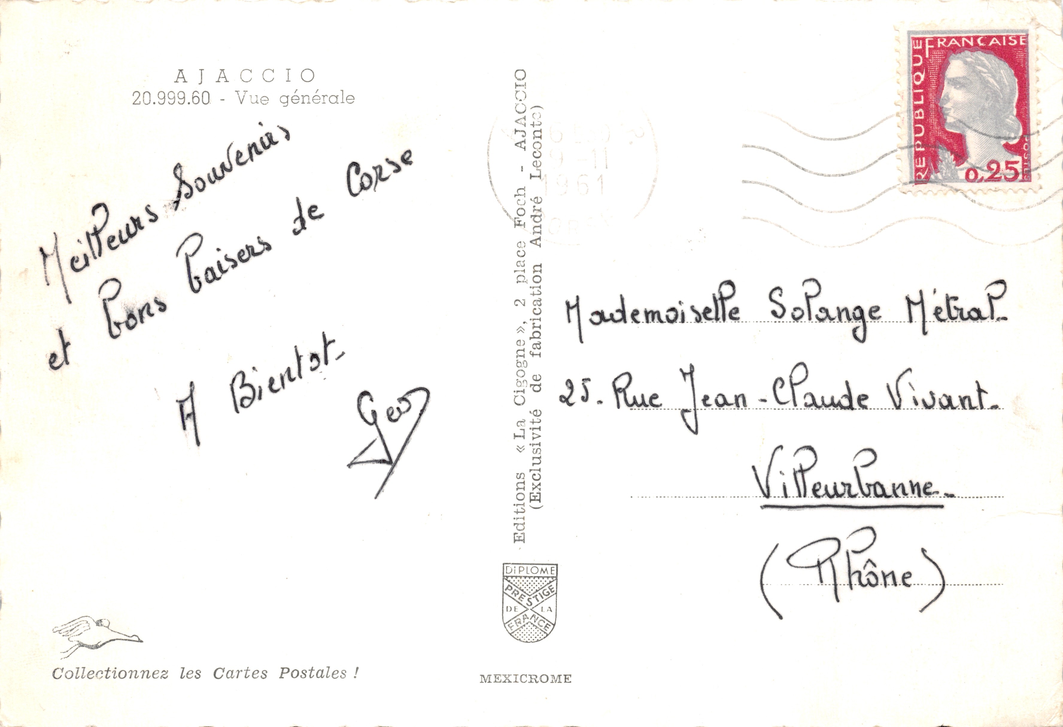 Ajaccio — Vista general — Editions « La Cigogne » — Reverso