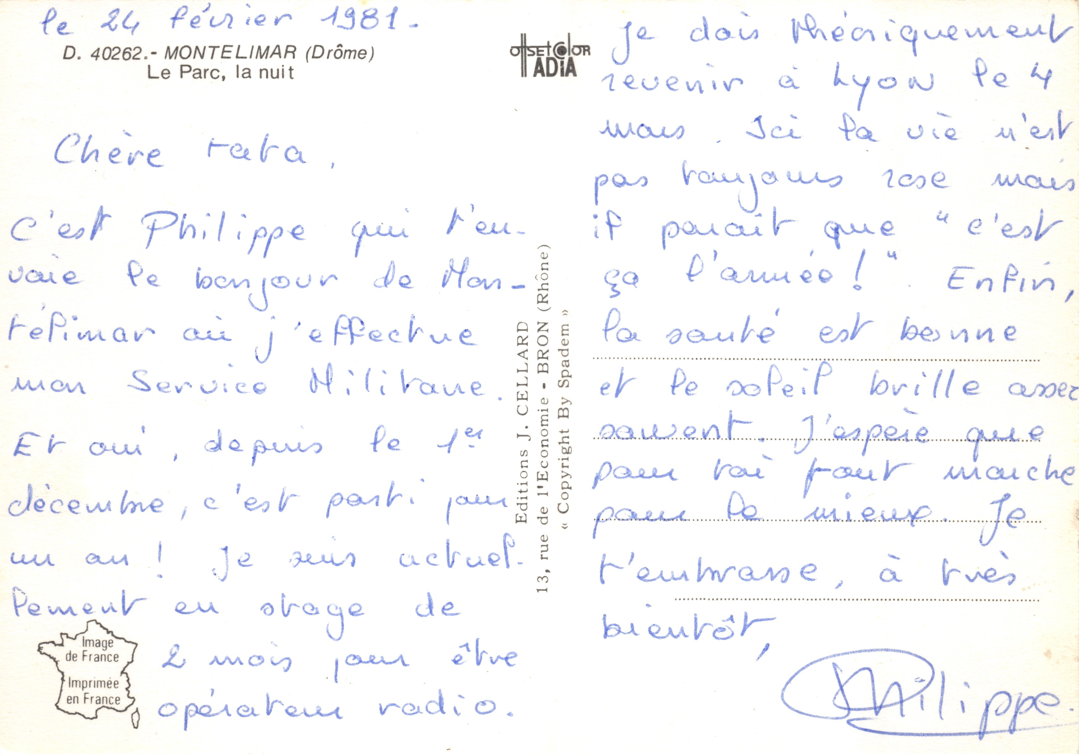 Montélimar — Nacht — Editions J. Cellard — Achterkant