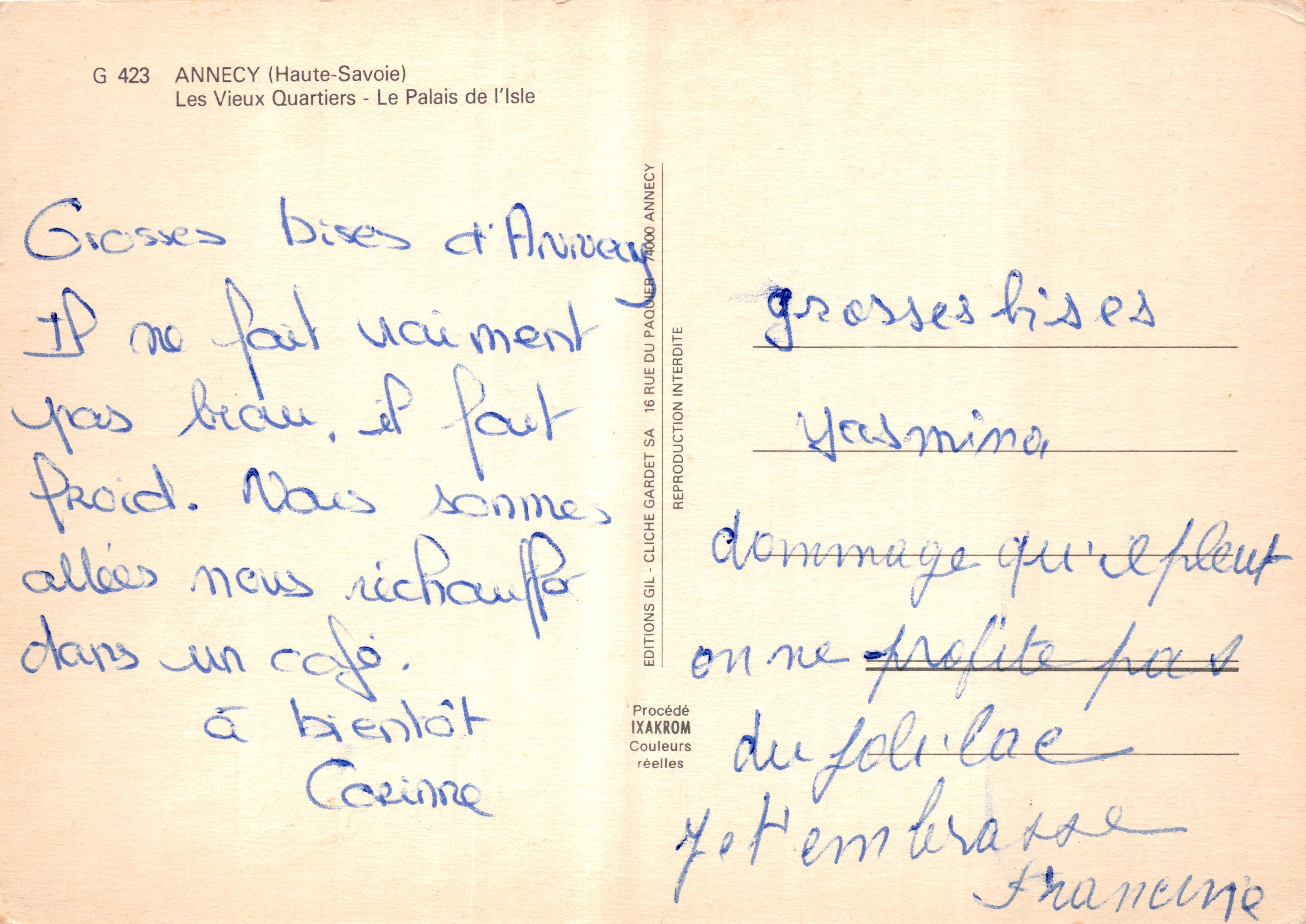 Annecy — Het Paleis op de Eiland — Éditions Gil — Achterkant