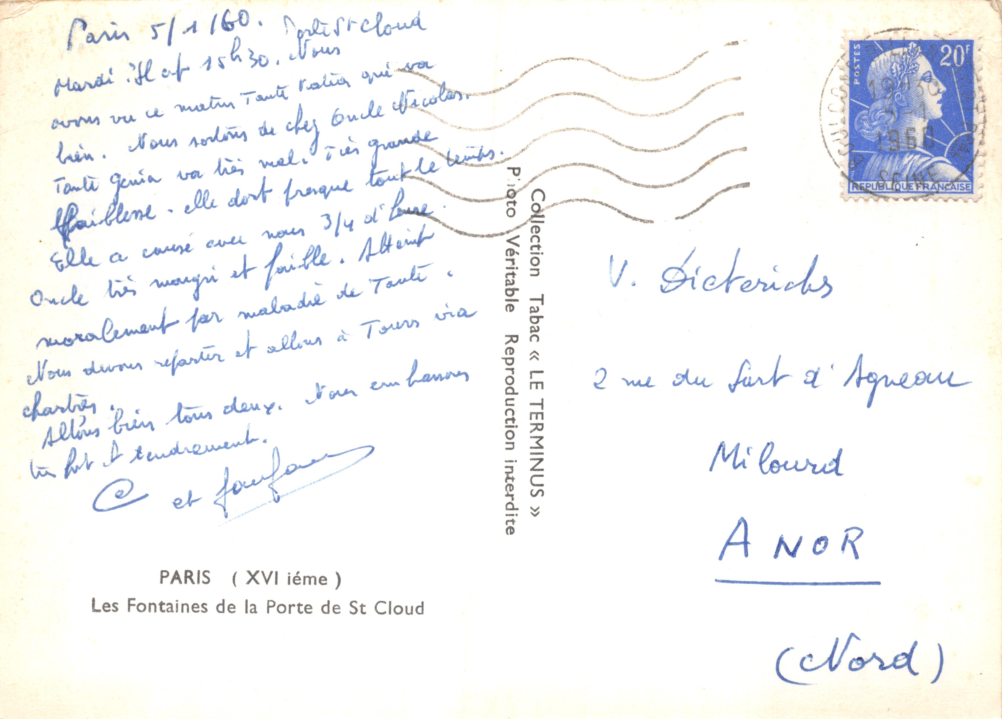 Die Fontaines de la Porte de St Cloud — Paris (XVI.) — Collection Tabac « LE TERMINUS » — Rückseite