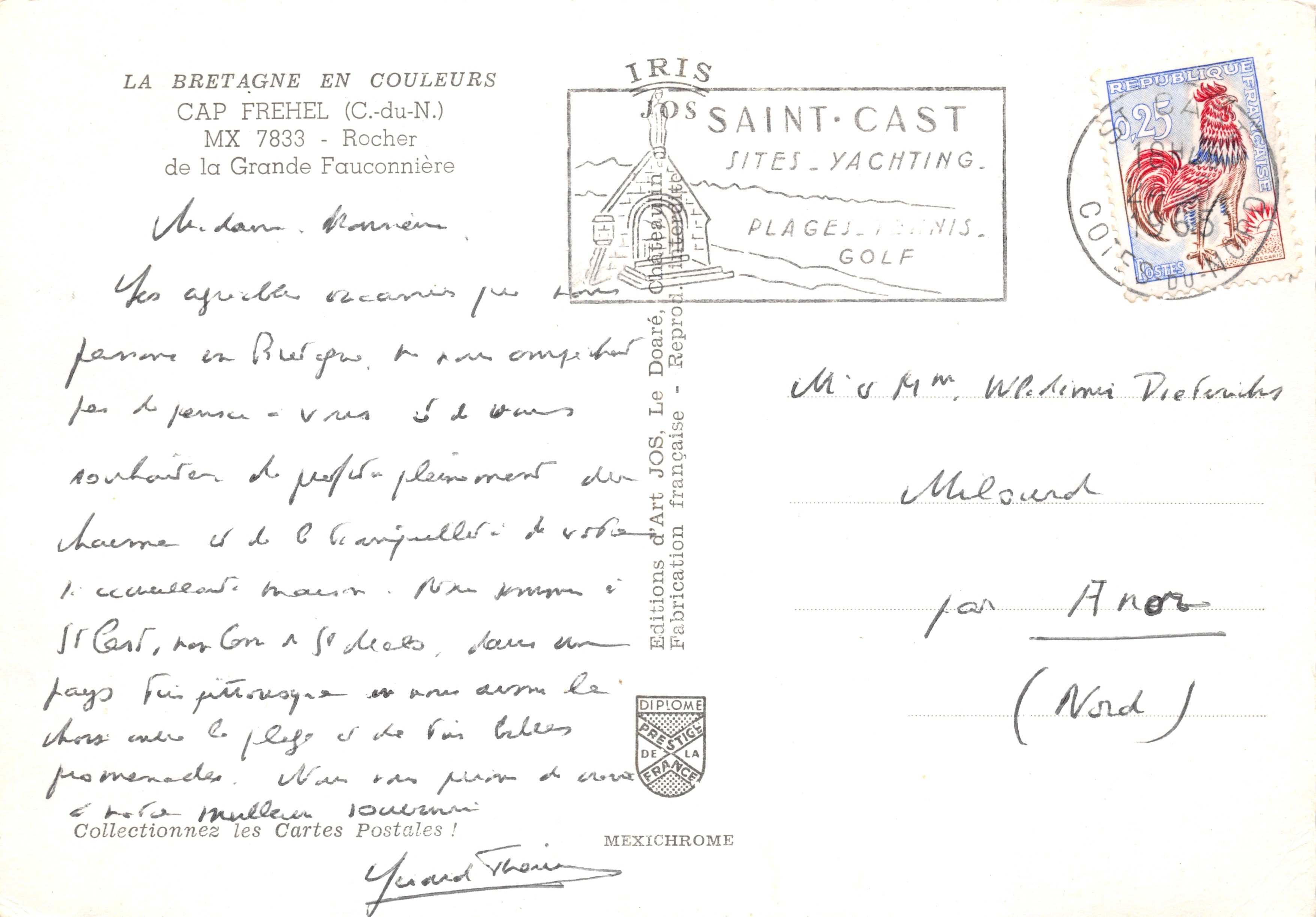 Cap Fréhel — Roca de la Grande Fauconnière — Ediciones JOS — Reverso
