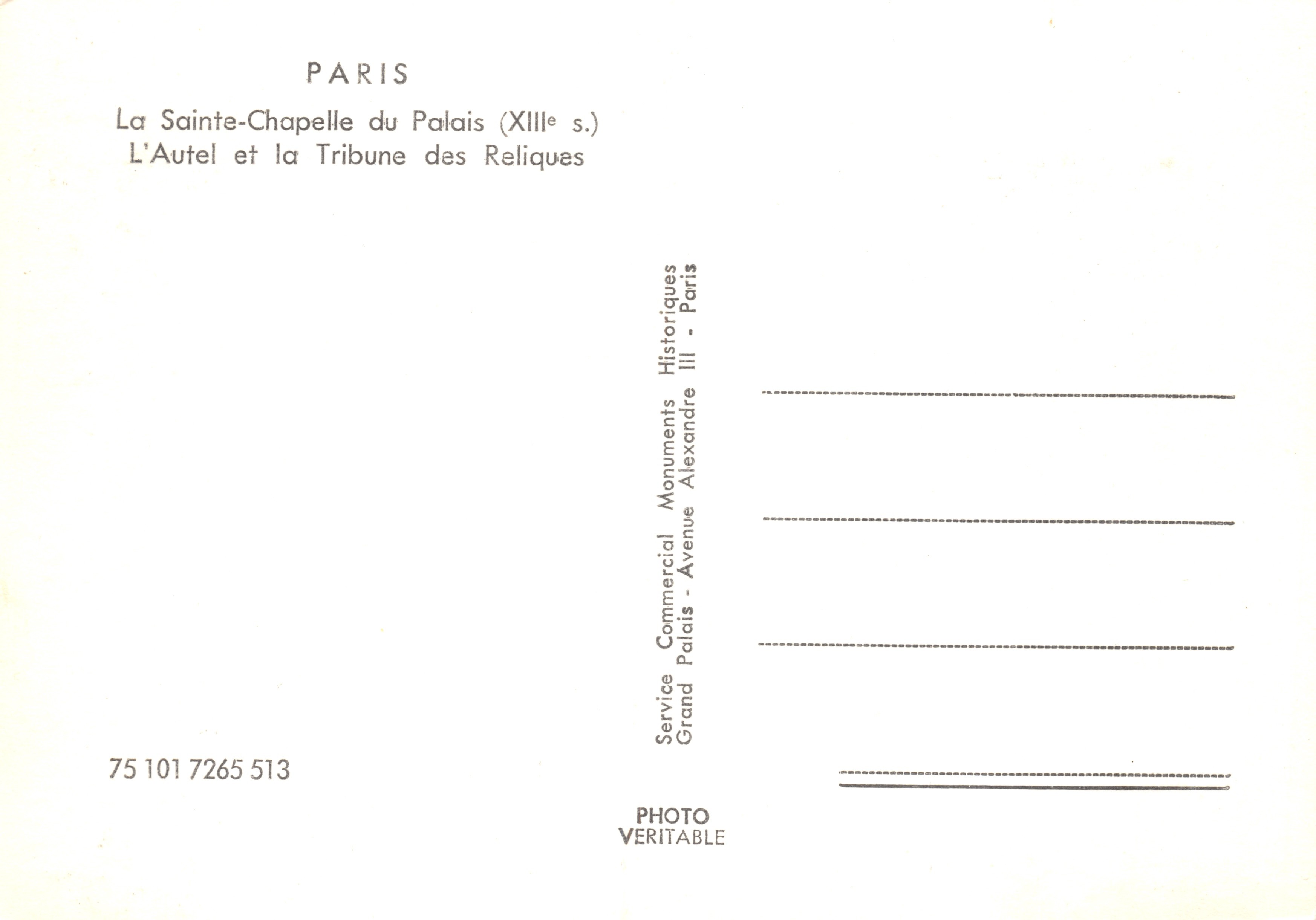 De Heilige Kapel van het Paleis — De Altar en de Reliektribune — Service Commercial Historiques, Parijs — Achterkant