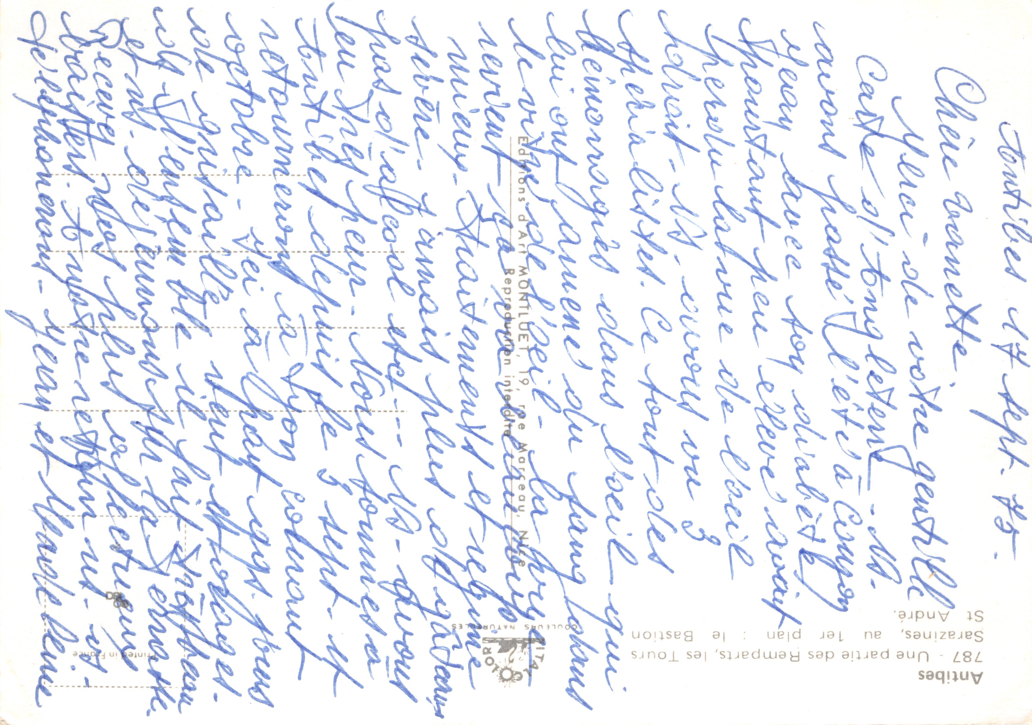 Il Bastione - I Muri, Antibes — Editions d'Art MONTEIL, n° 787 — Verso