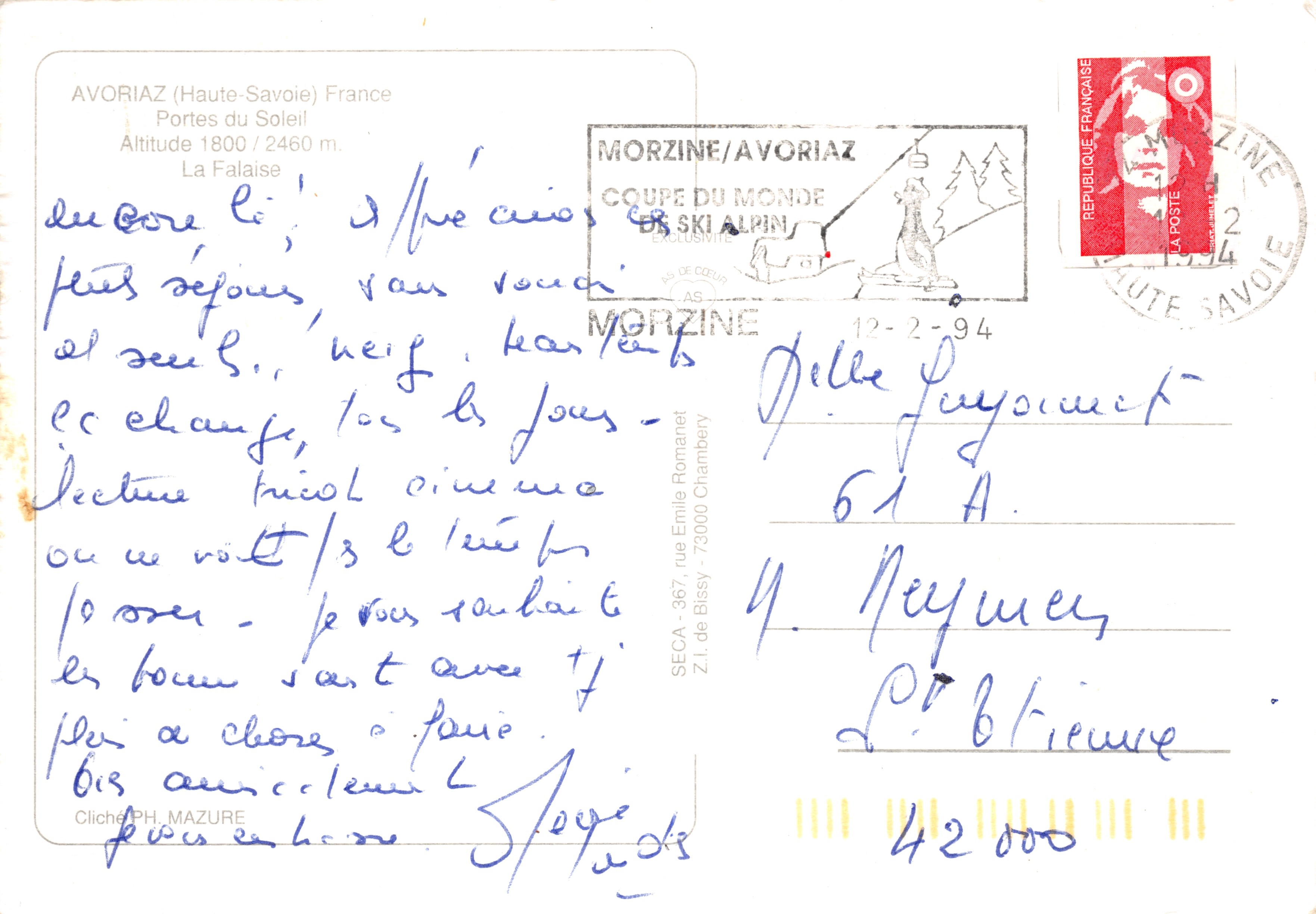 Avoriaz — station de ski avec hôtel en bois — éditeur SECA 367 — Verso