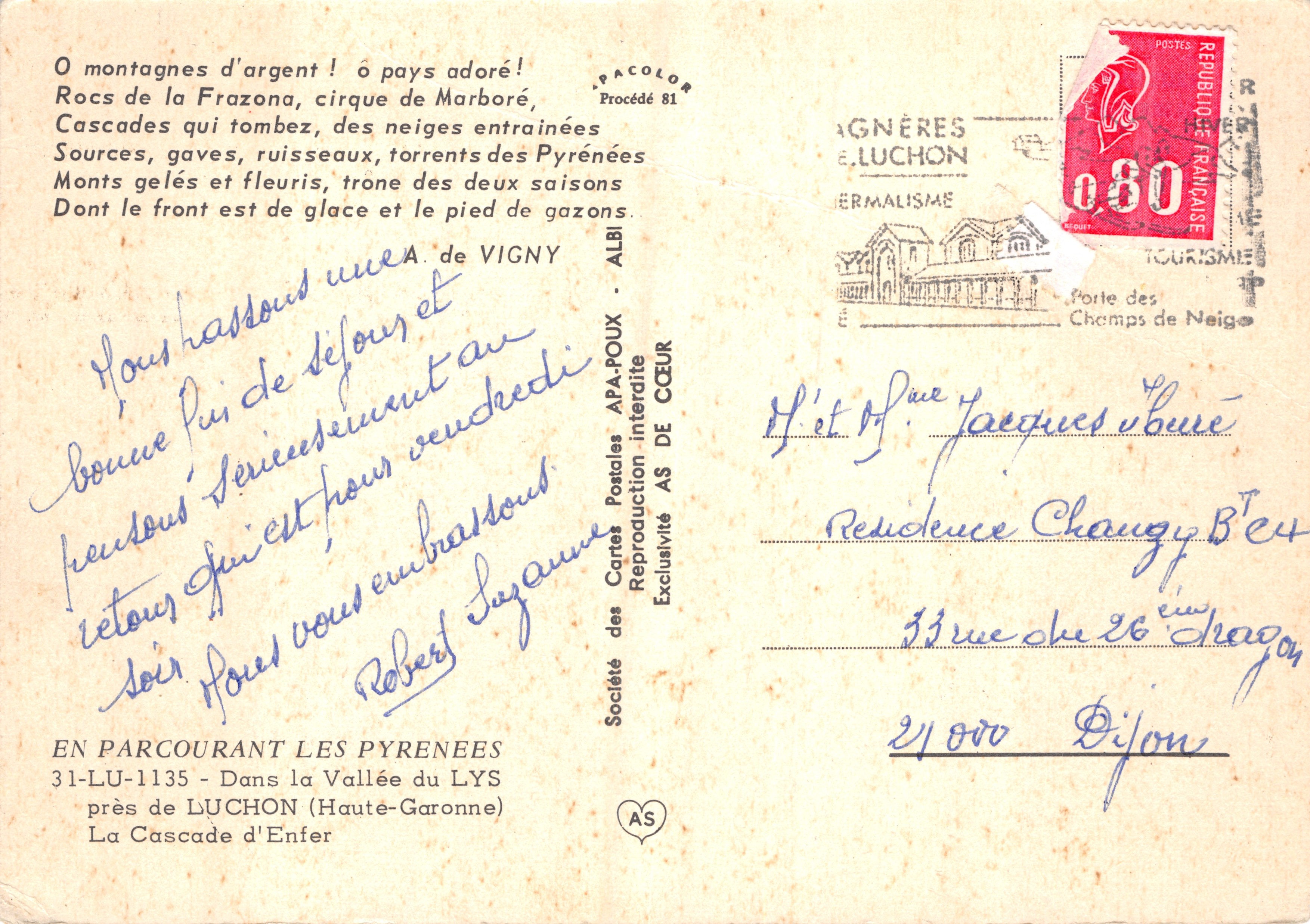 Cascade d'Enfer — cirque de Marboré, Pyrénées — Société des Cartes Postales APA-POUX — Reverso