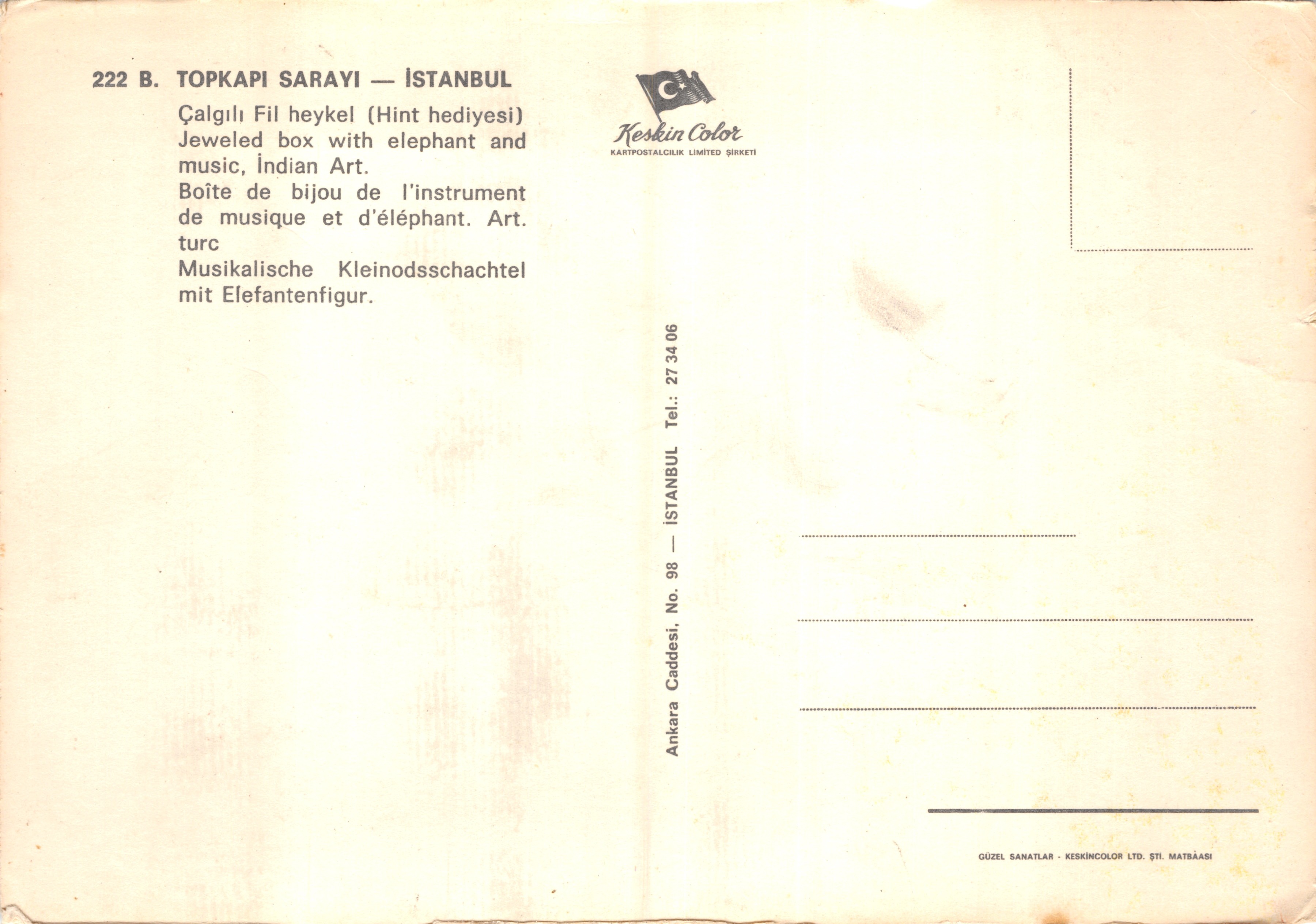 Muziekkist met olifant — Topkapı-paleis — Keskin Color — Achterkant