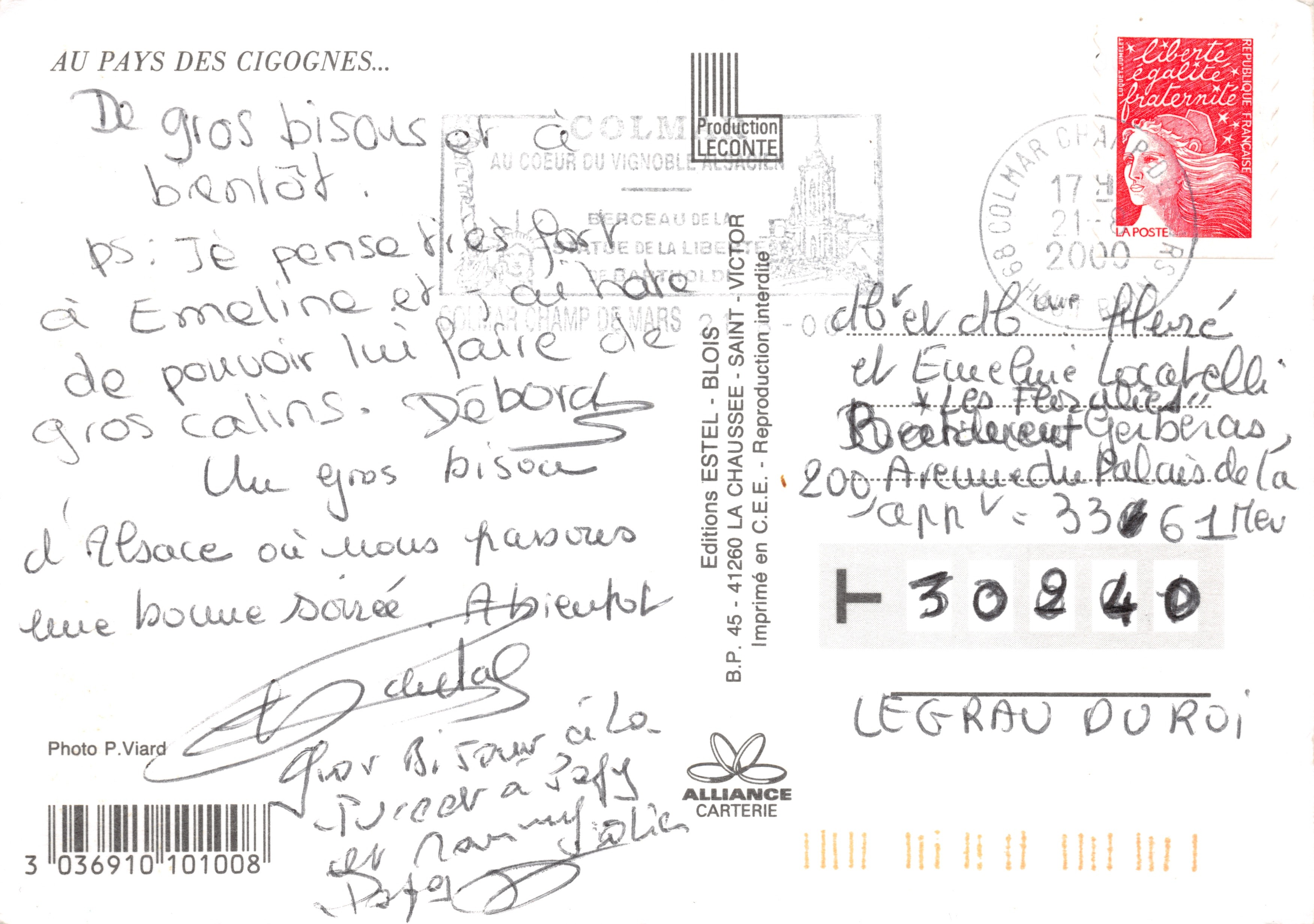 En Alsace — paysages et cigogne — Éditeur Étel — Achterkant