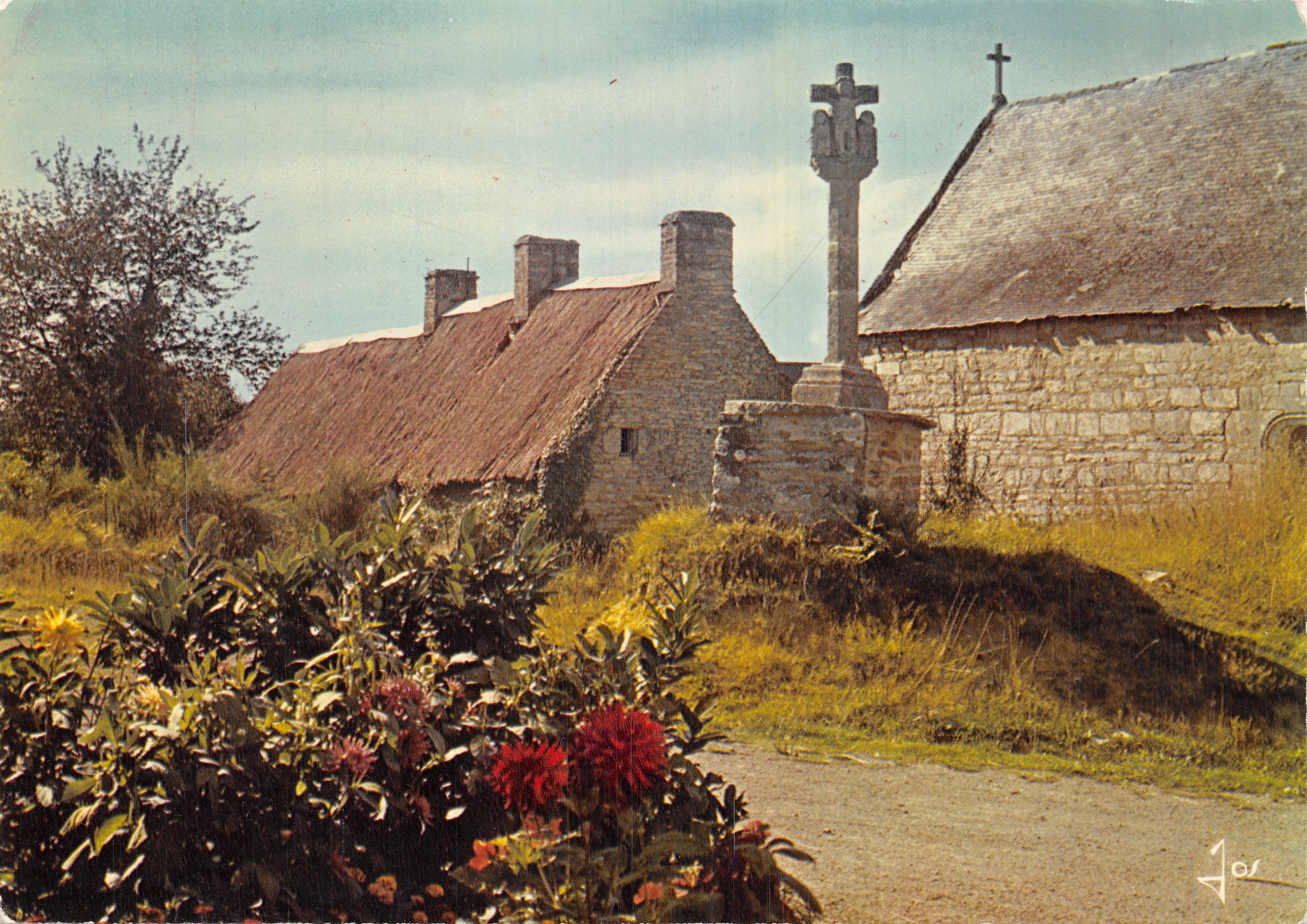 Châteaulin — Petit village breton avec chaumières et calvaire — Éditions d'Art JOS