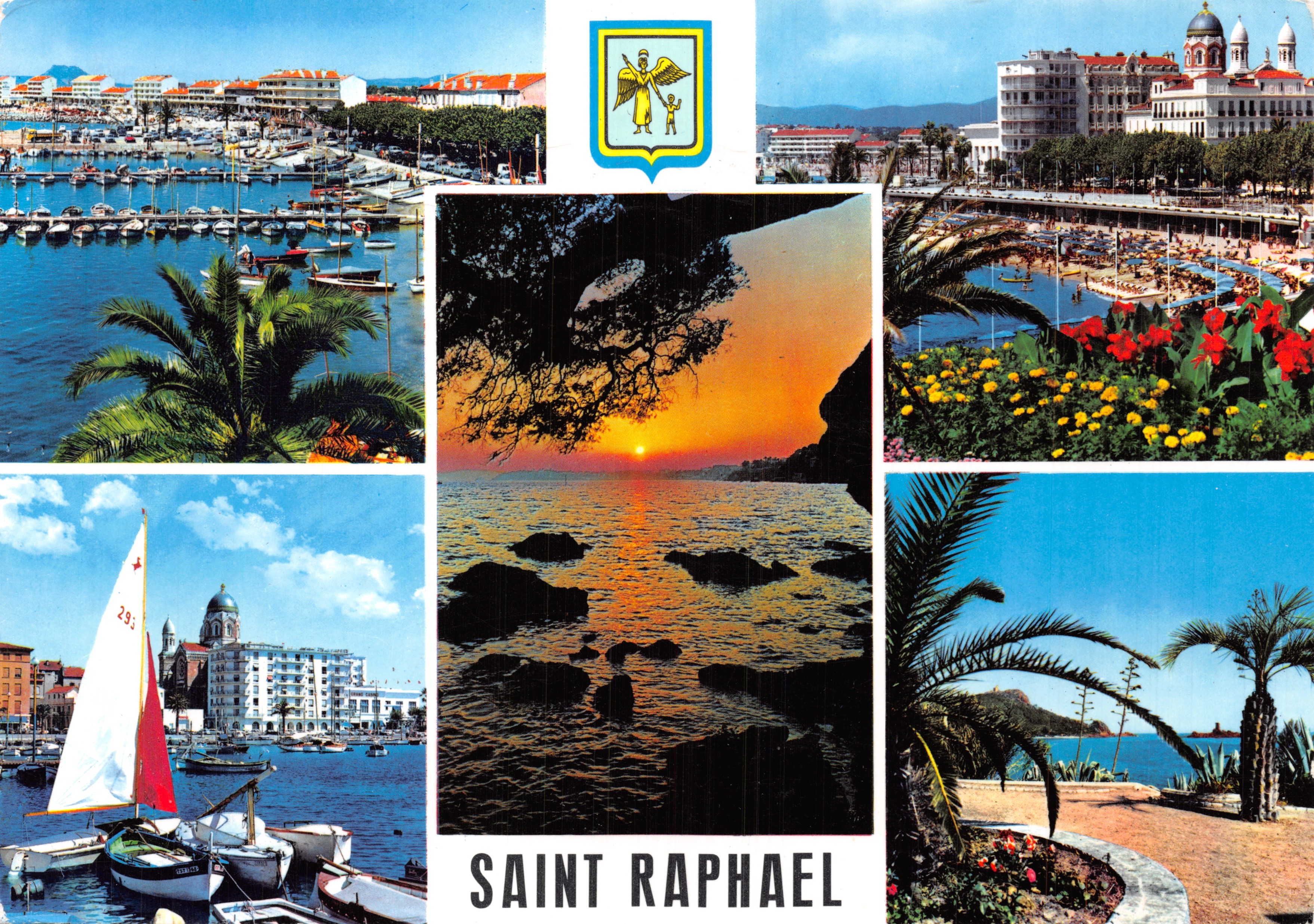 Saint Raphael — panoramic view of the port, beach and sunset — Les Éditions «MAR»