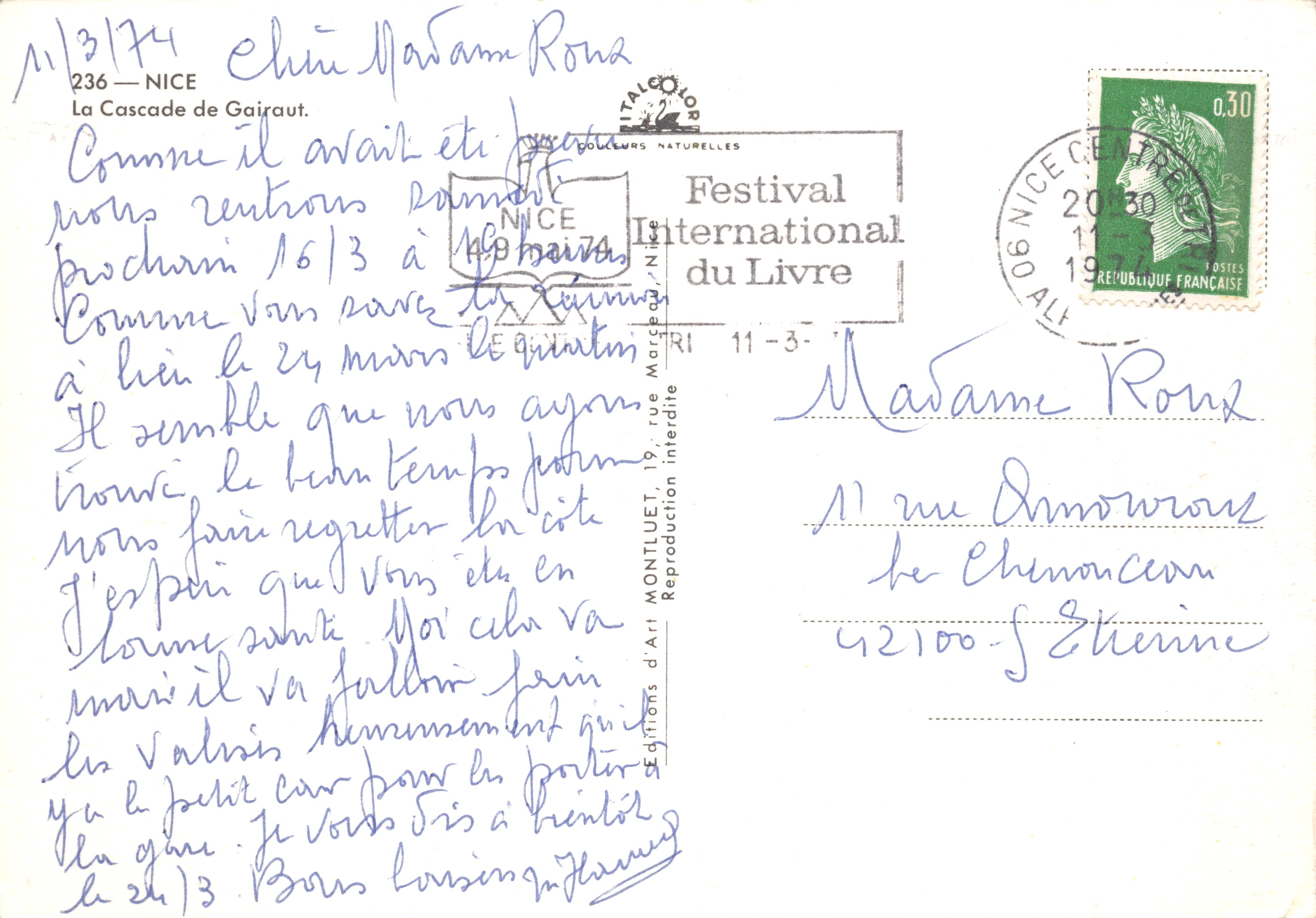 De Gairaut-waterfall — huis op de klip met waterval — Editions d'Art Montluet, n°236 — Achterkant