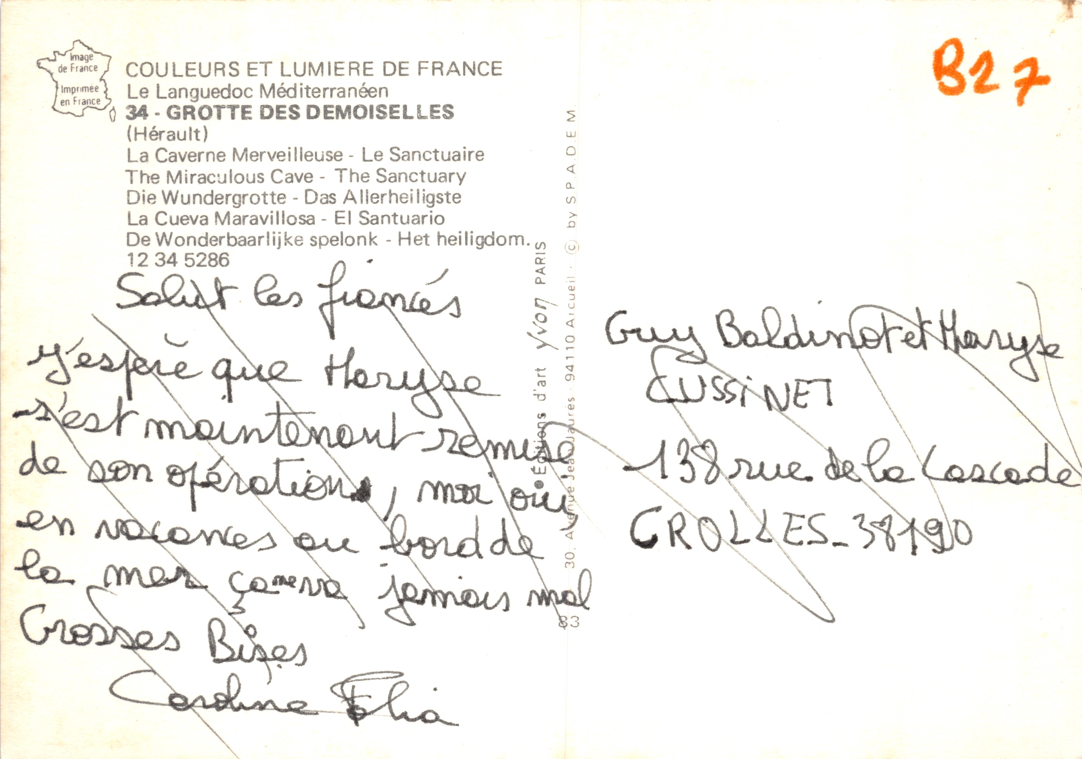 Grotta delle Signorine — Santuario — Éditions d'art Yvon, n° 12 34 5286 — Verso