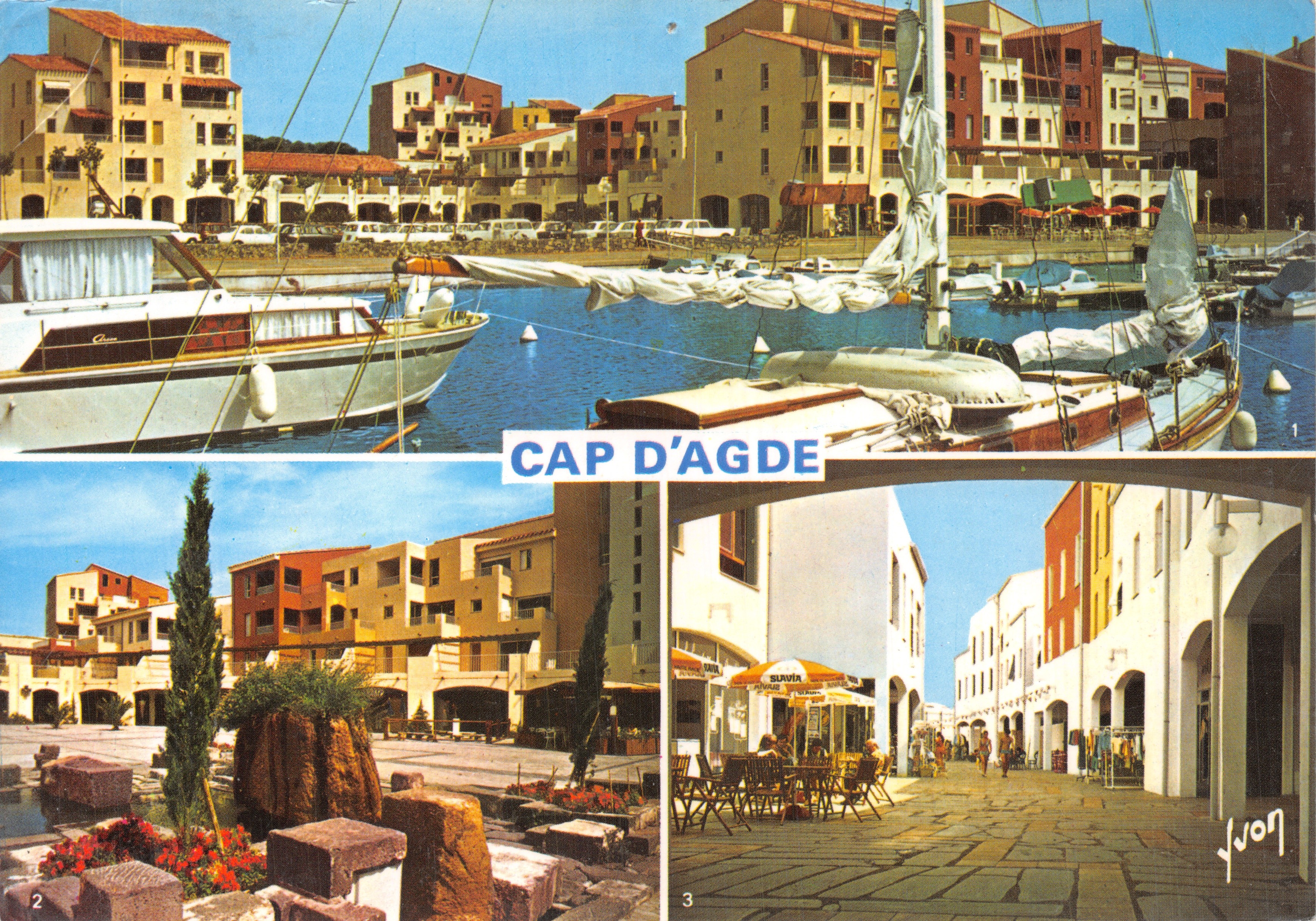 Cap d'Agde — vue du port et rue commerçante — Éditions d'art Yvon