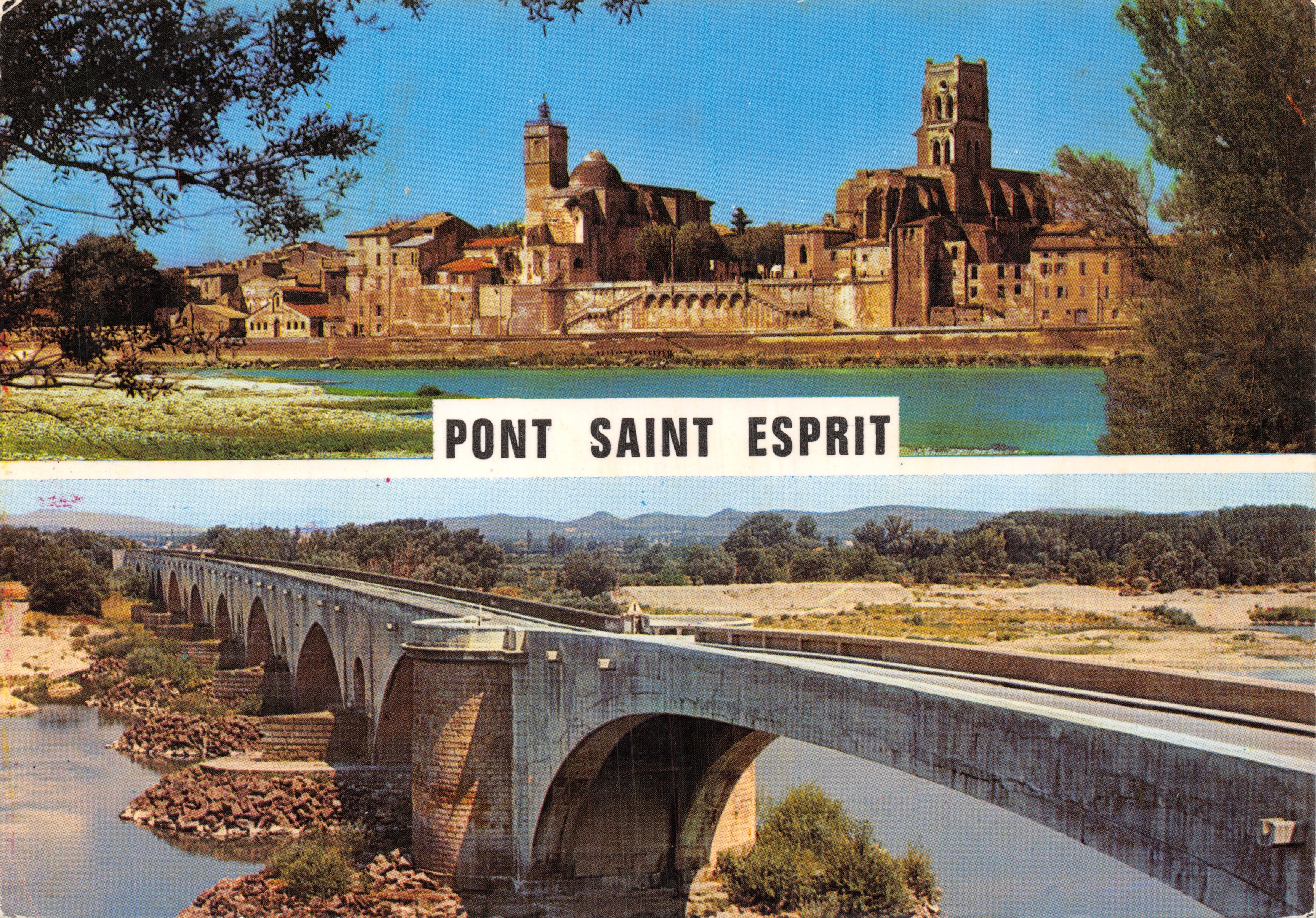 Pont Saint-Ésprit — vue du pont et de l'église — Éditions Naturelles