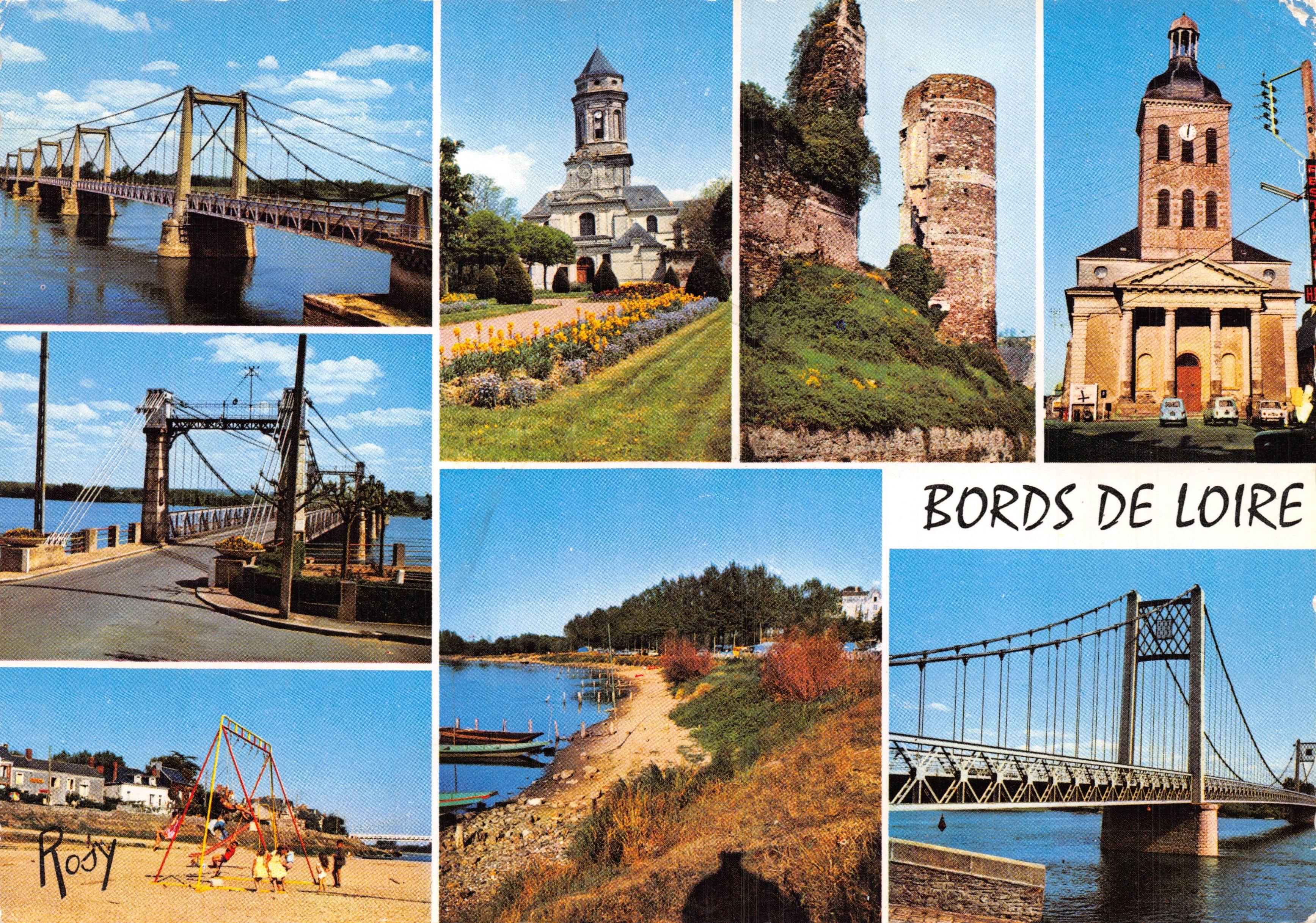 Costas del Loira — vista panorámica con puentes, iglesias y ruinas — editor Rosy