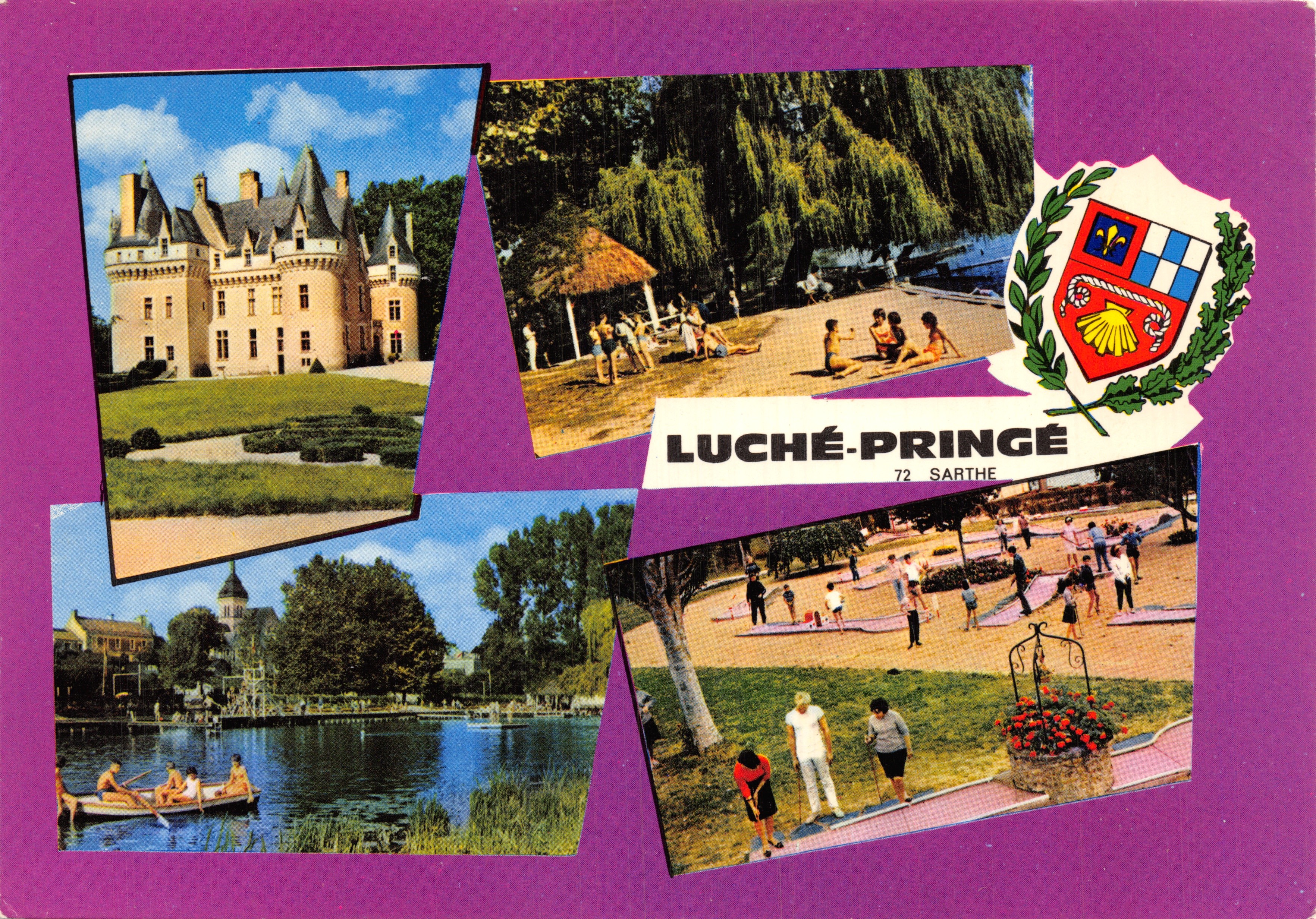 Luché-Pringé — kasteel, strand, meer en park — uitgever Combier Imprimeur