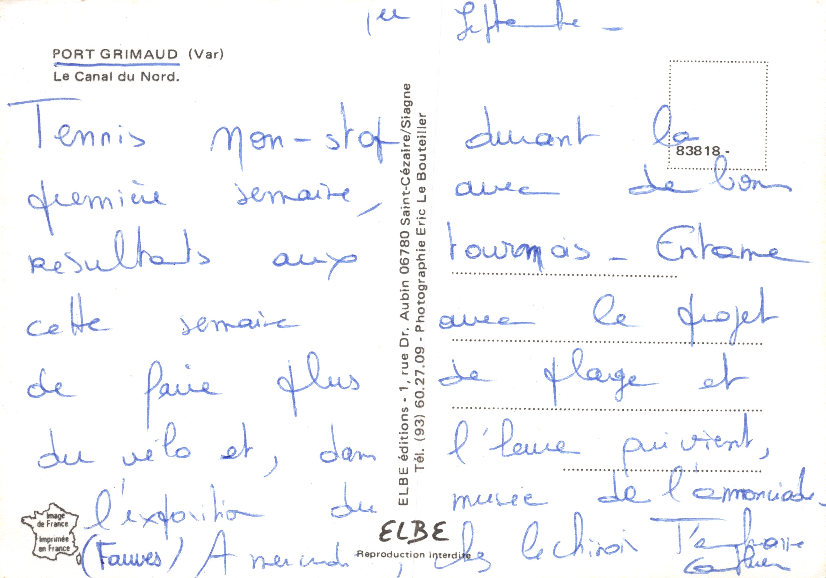 Port Grimaud — El Canal del Norte — Editor ELBE — Reverso