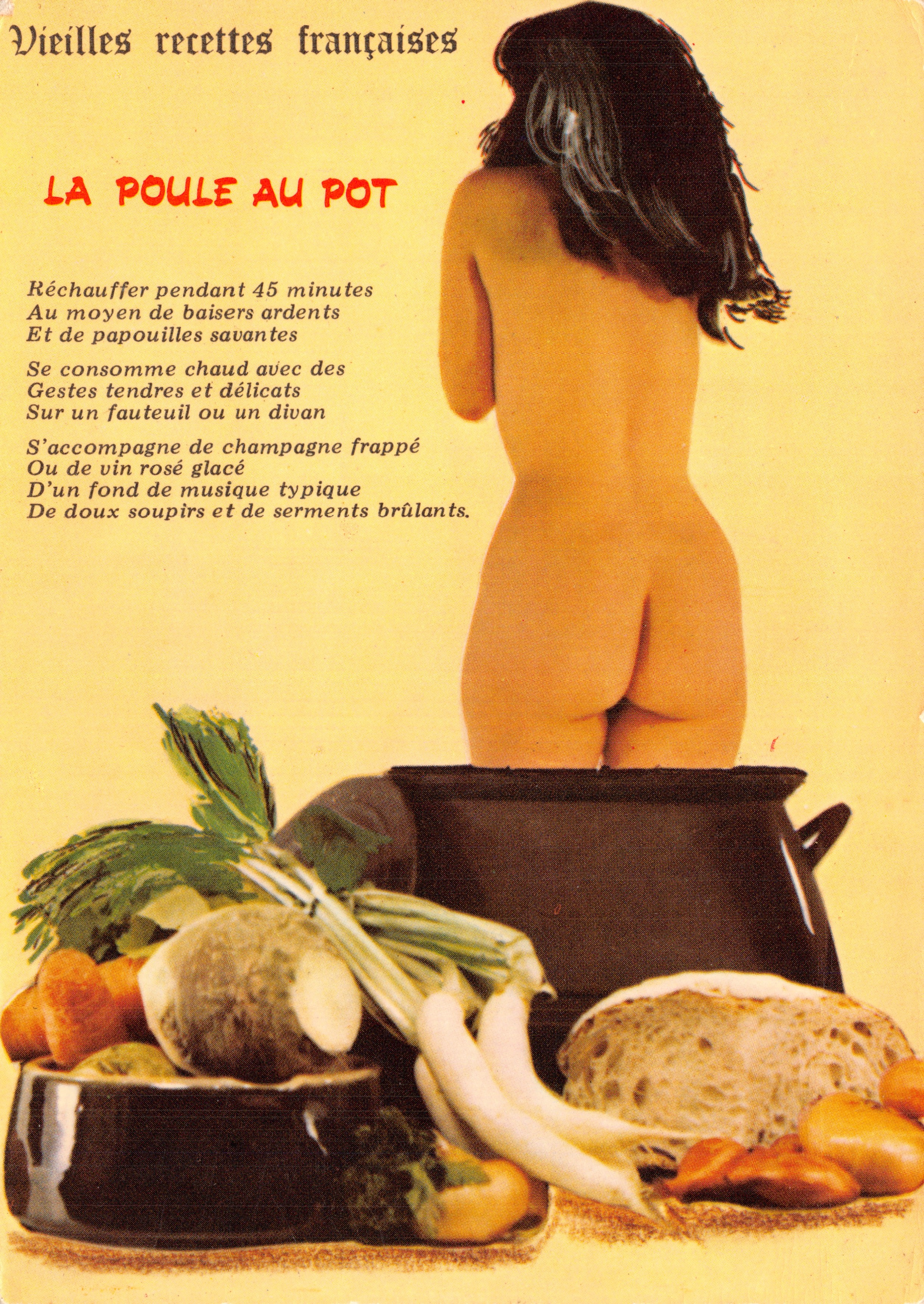 De haan in de pot — Schattige recept met naakte vrouw — Éditions LYNNA PARIS