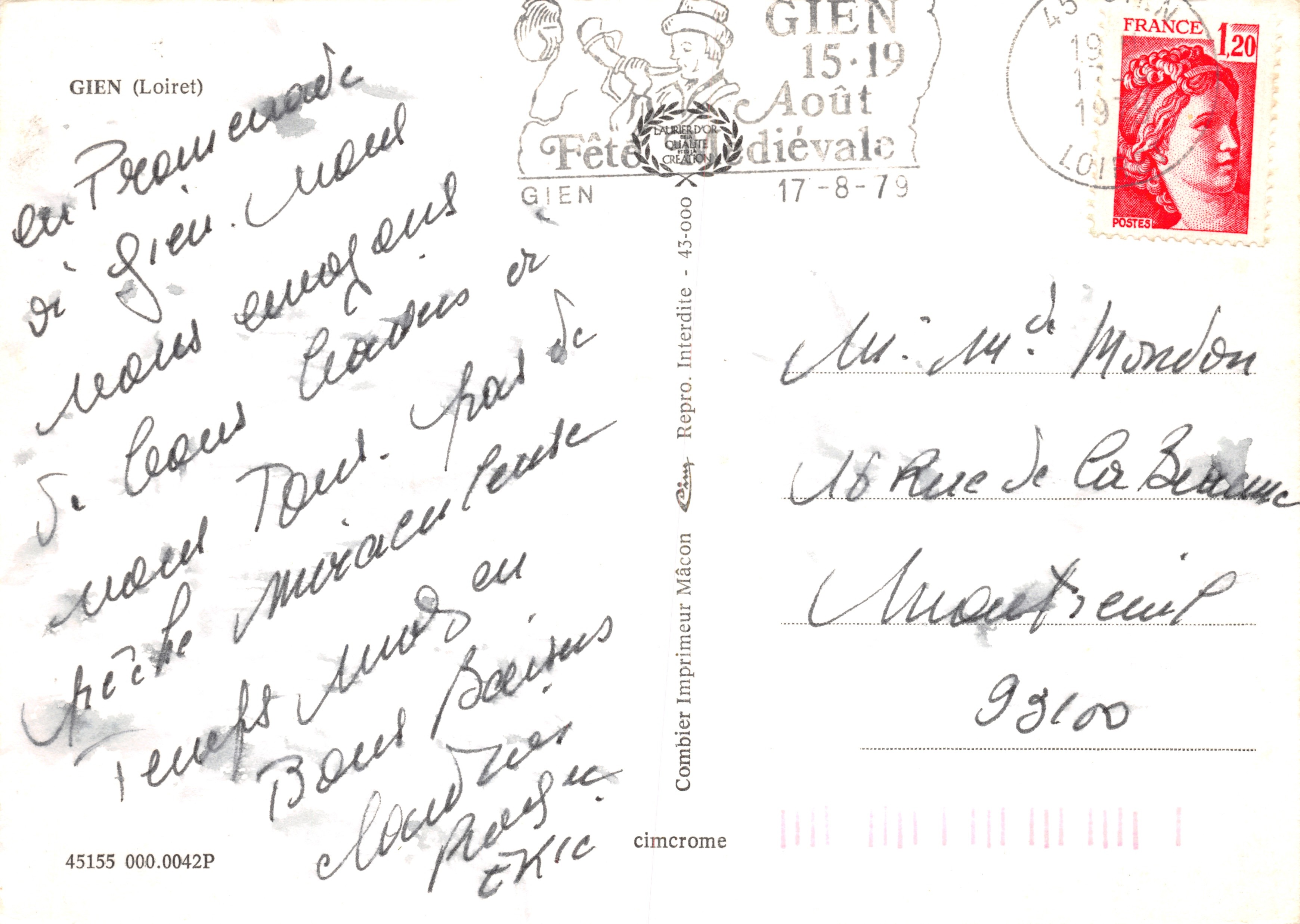 Gien — vue du château et du pont sur la Loire — éditeur Dalberdor Gien — Reverso