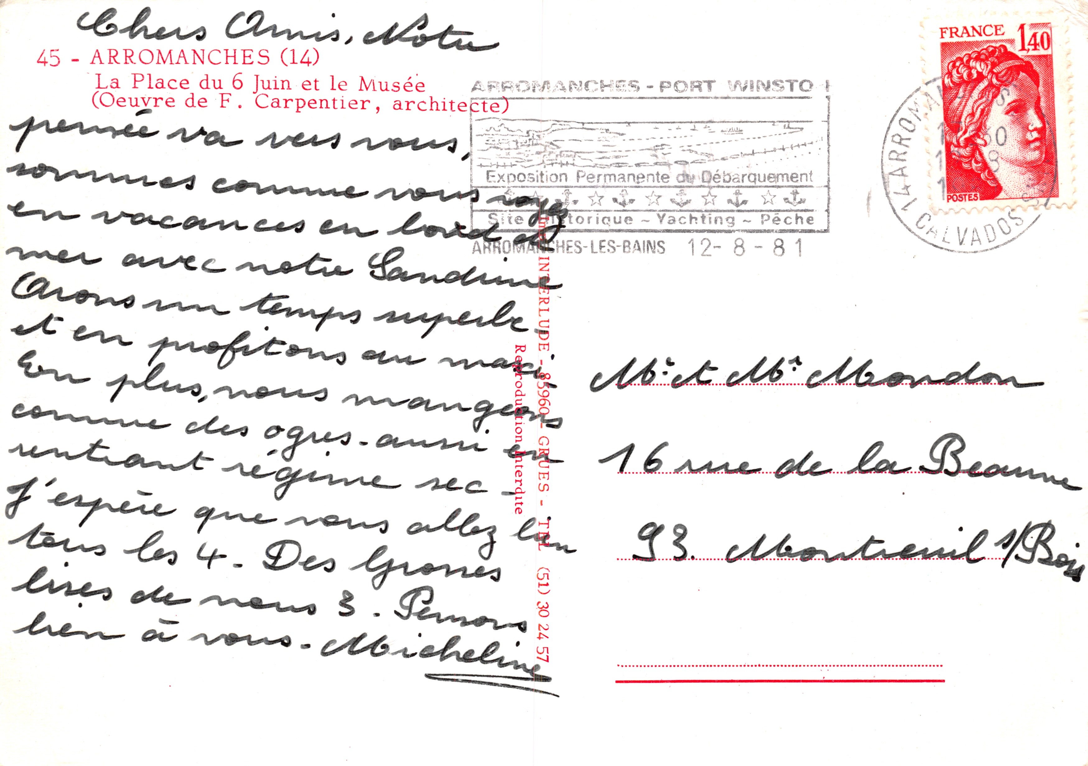 Arromanches - Port Winston — Esposizione permanente dello sbarco, opera di F. Carpentier, editore: ARROMANCHES-LES-BAINS — Verso