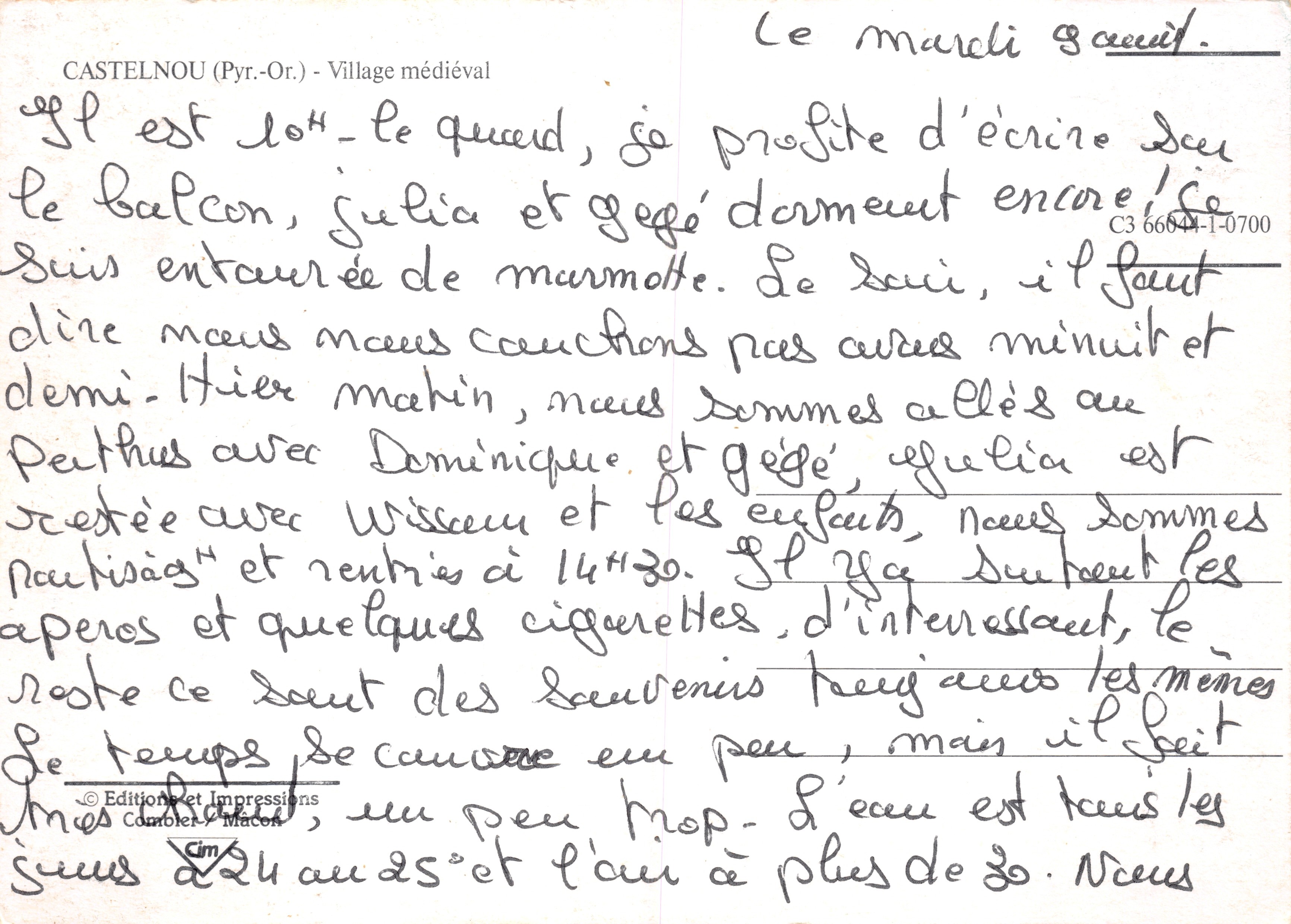 Castelnuou — medieval village with castle and towers — Éditions et Impressions Combot-Macon — Back