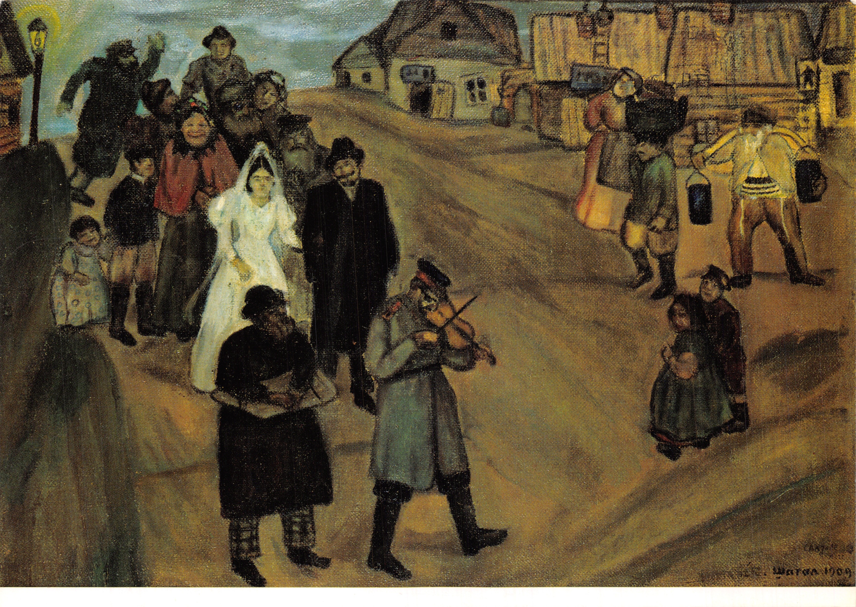 Le mariage russe — scène de rue avec mariée et musicien — éditeur COSMOPRESS, n° VD 2661
