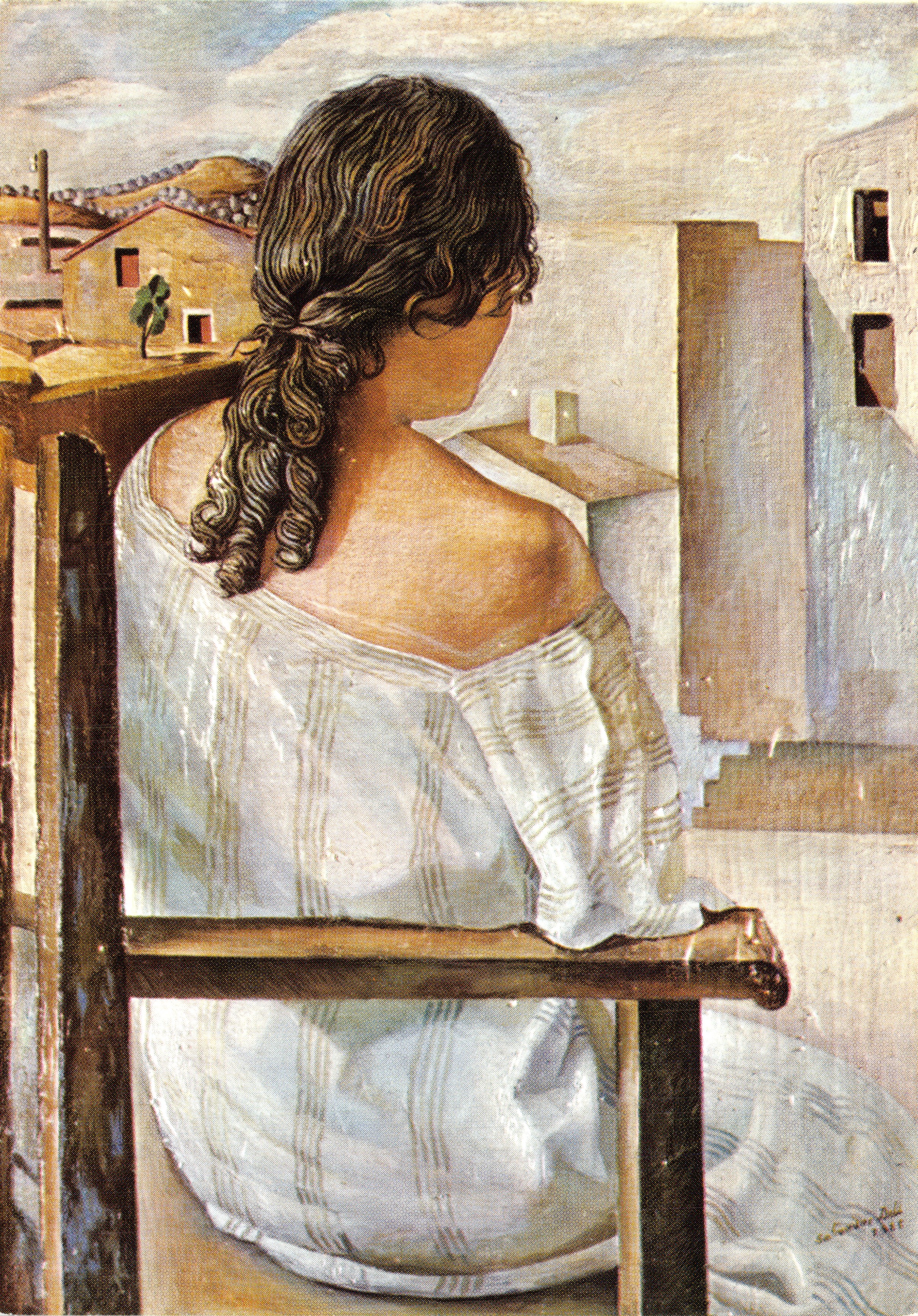 Vrouw zittend van achteren — fragment van een werk van Salvador Dalí — uitgever Silex, nr. P-22