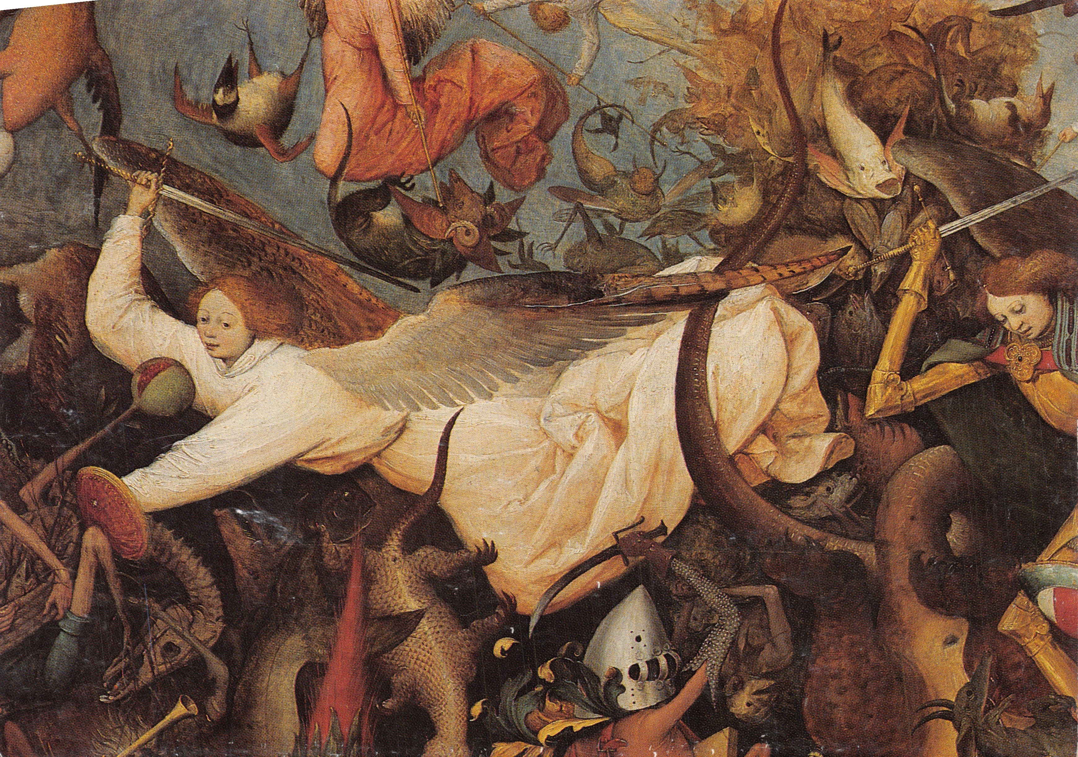 La chute des anges rebelles — détail de la peinture de Pieter Bruegel I (1527/28 ? - 1569) — éditeur : printed in Belgium, tielt