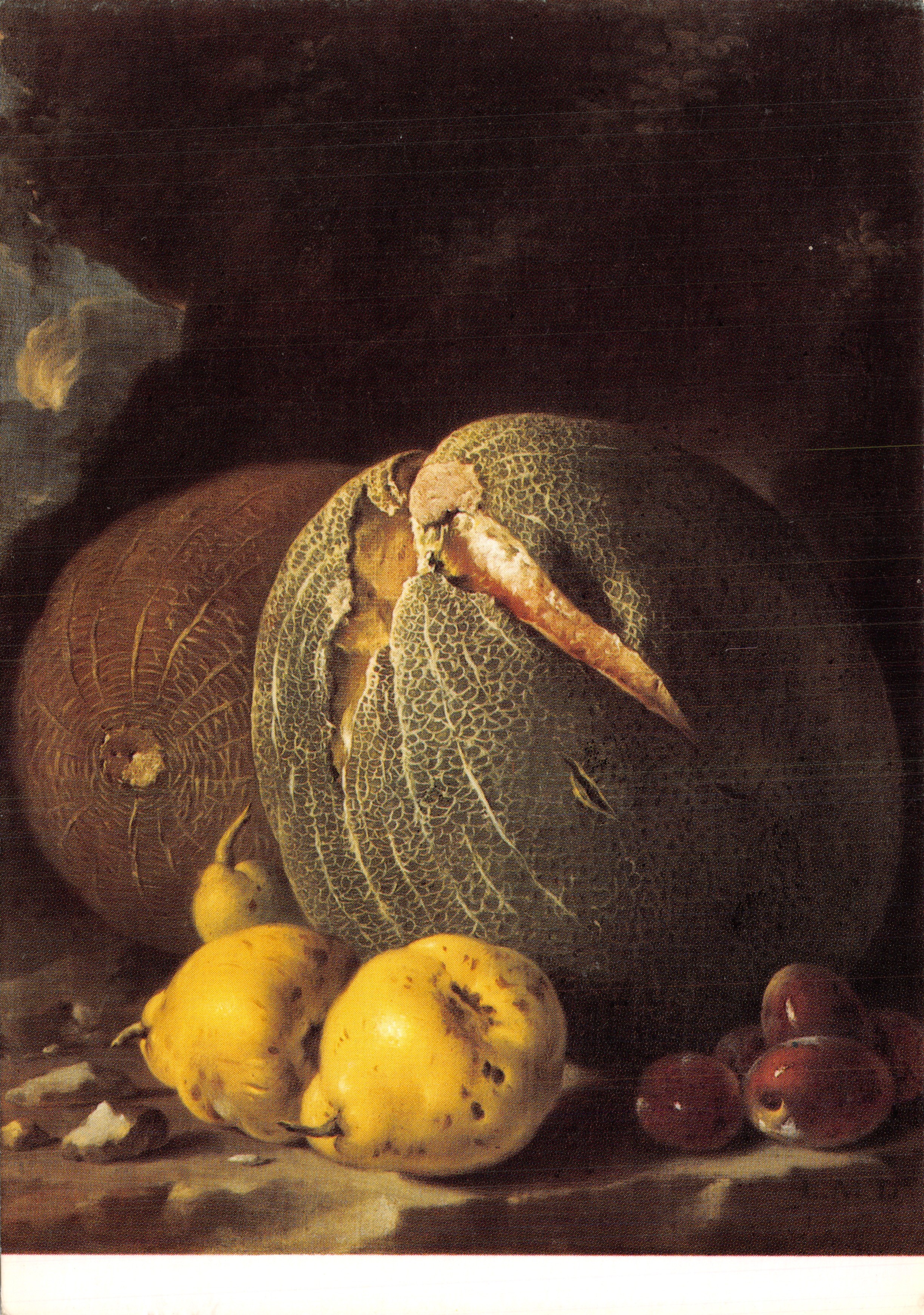 Nature morte avec melons, poires et prunes — œuvre de Luis Meléndez (1716-1780) — éditeur Hirmer Verlag, n° VD 2157