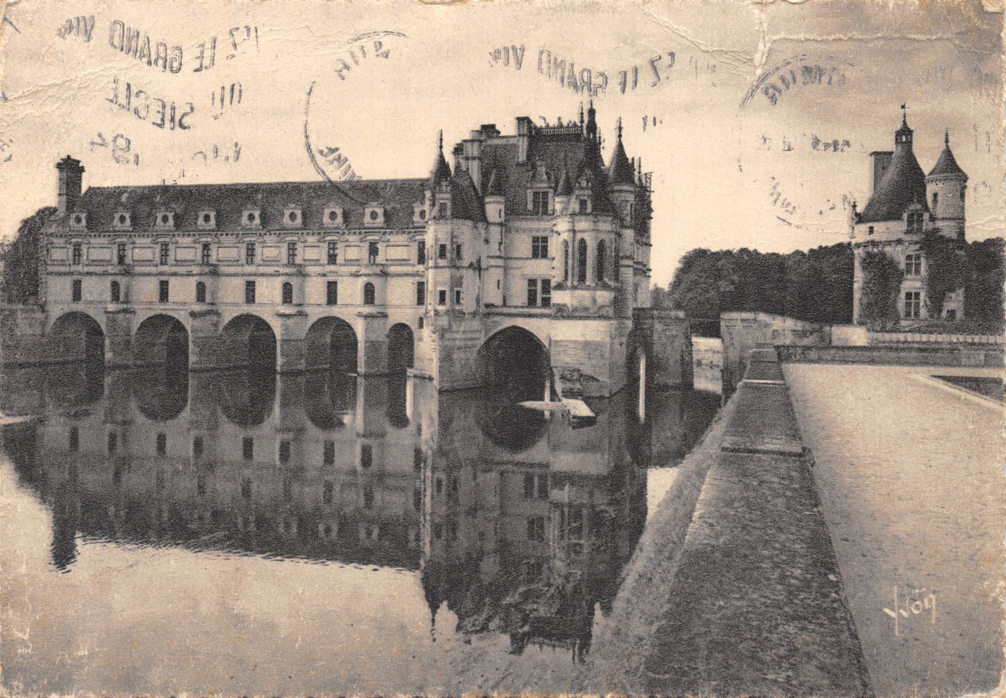 Schloss Chenonceau — Ansicht des Schlosses, das die Loire überquert — Éditions d'Art Yvon, n°44