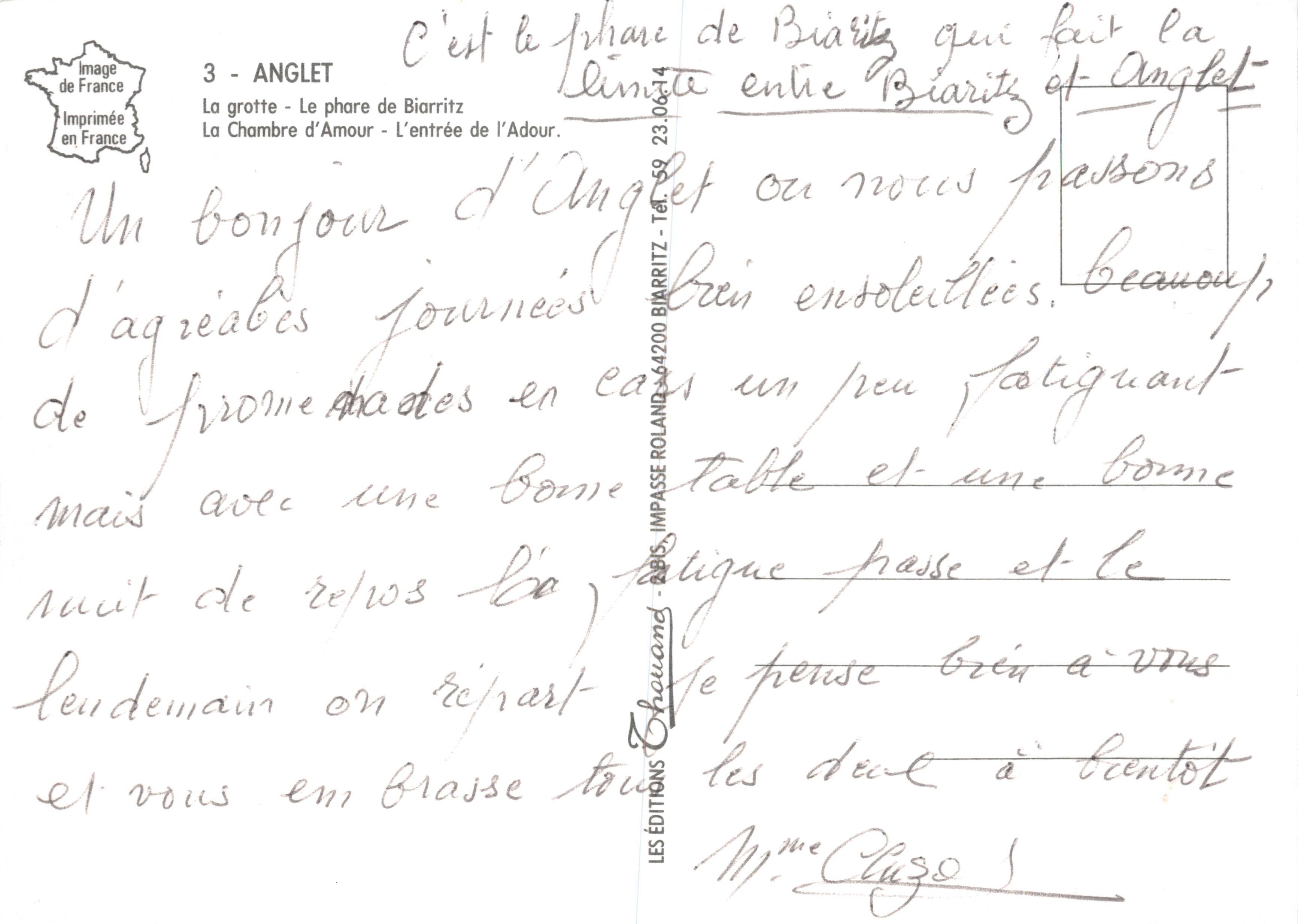 Anglet - La Cámara del Amor - La leyenda de la cueva y del faro de Biarritz — Reverso