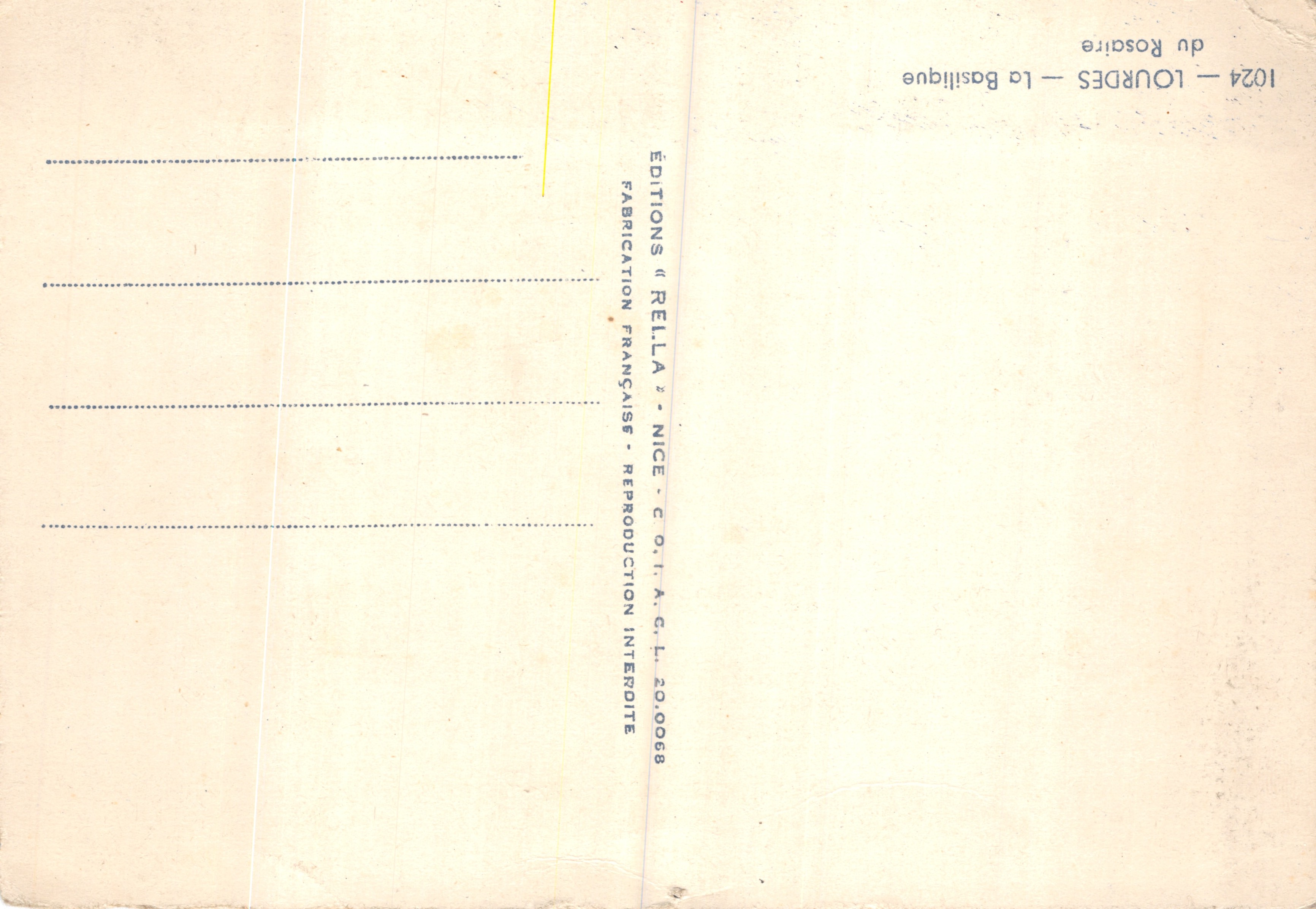 Intérieur de la Basilique du Rosaire à Lourdes — Éditeur Reilla — Rückseite