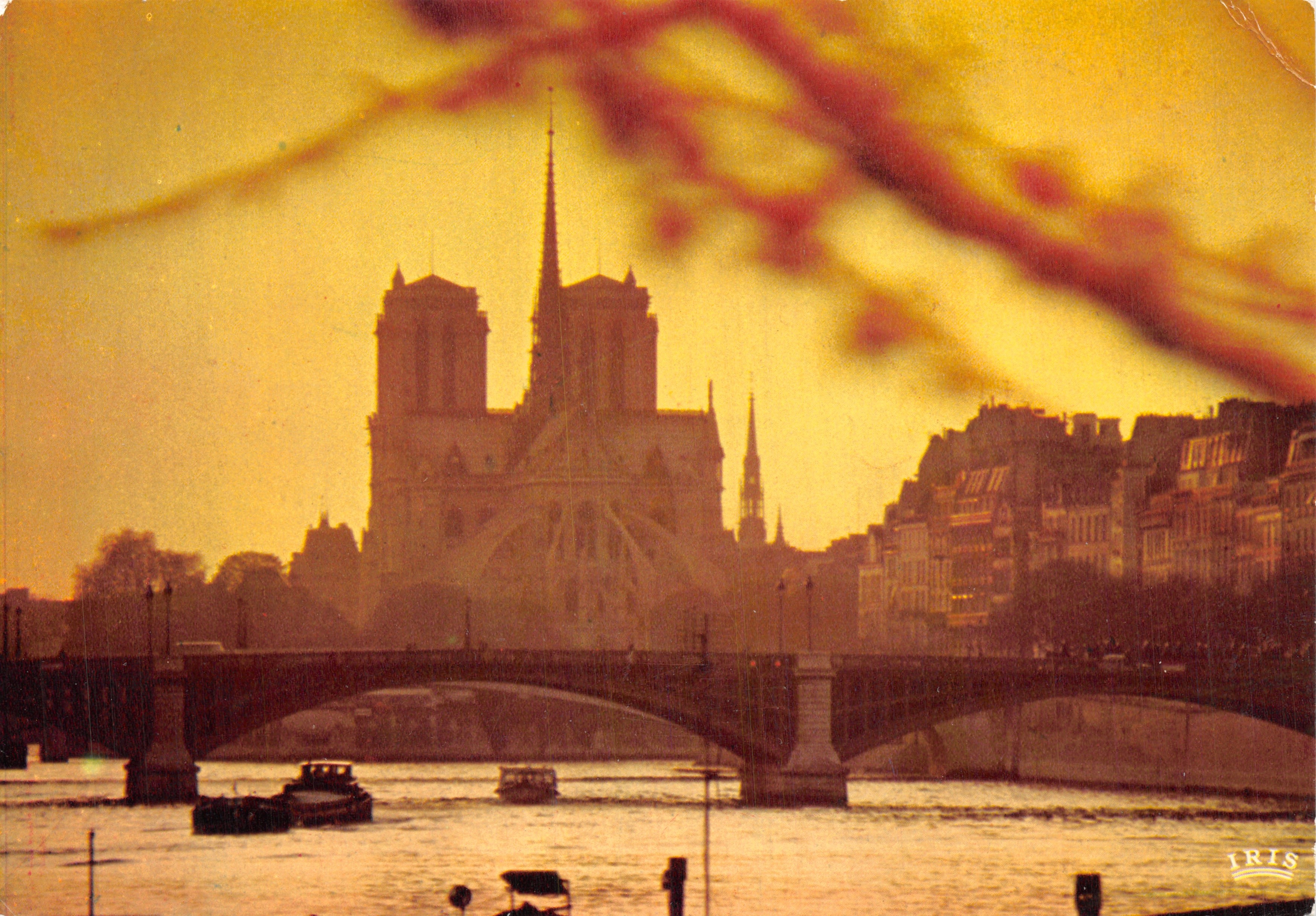 Notre-Dame de Paris — vue depuis la Seine au crépuscule — éditeur IRIS