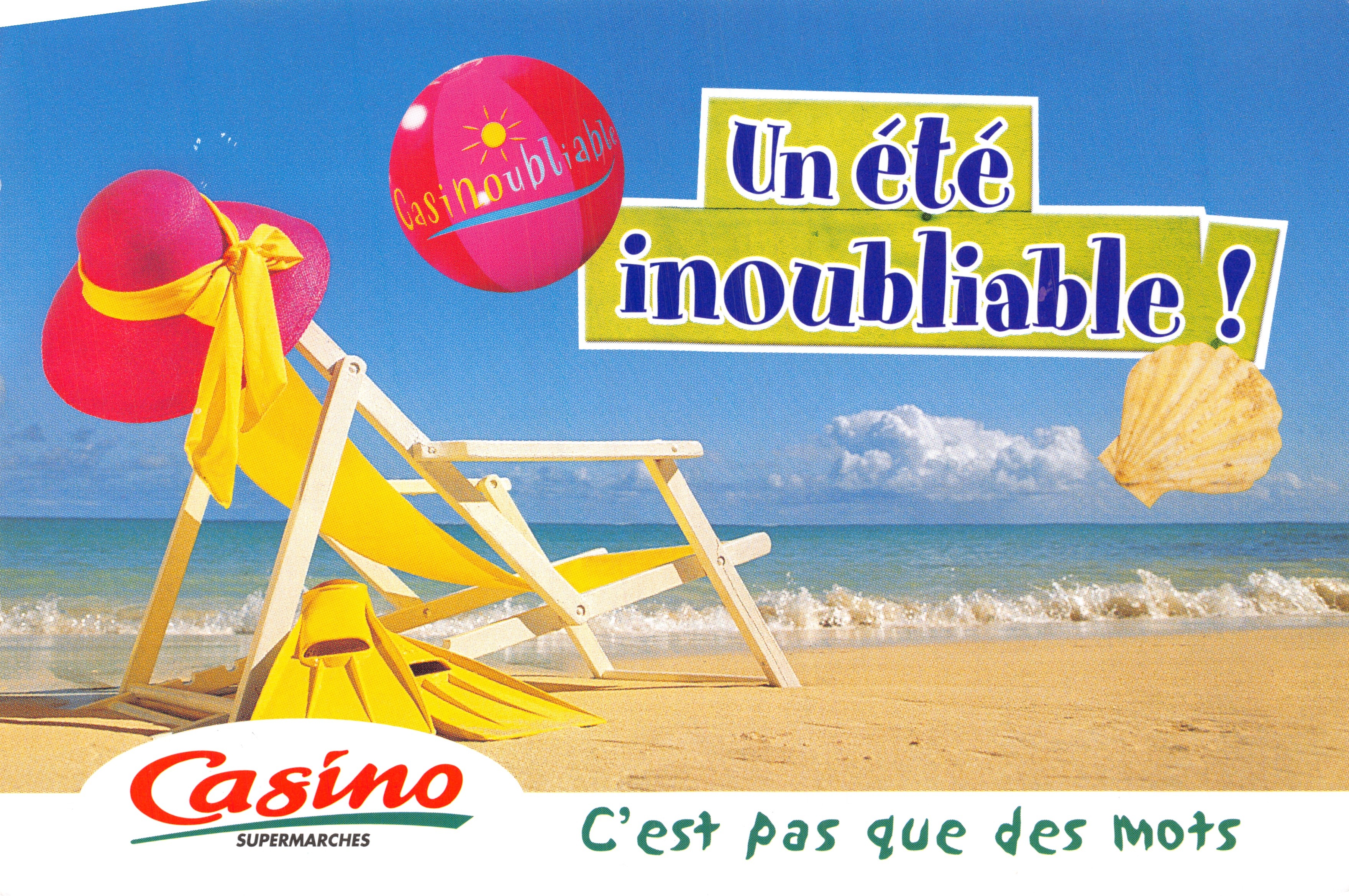 Plage — scène estivale avec chaise longue et ballon — Casino Supermarchés