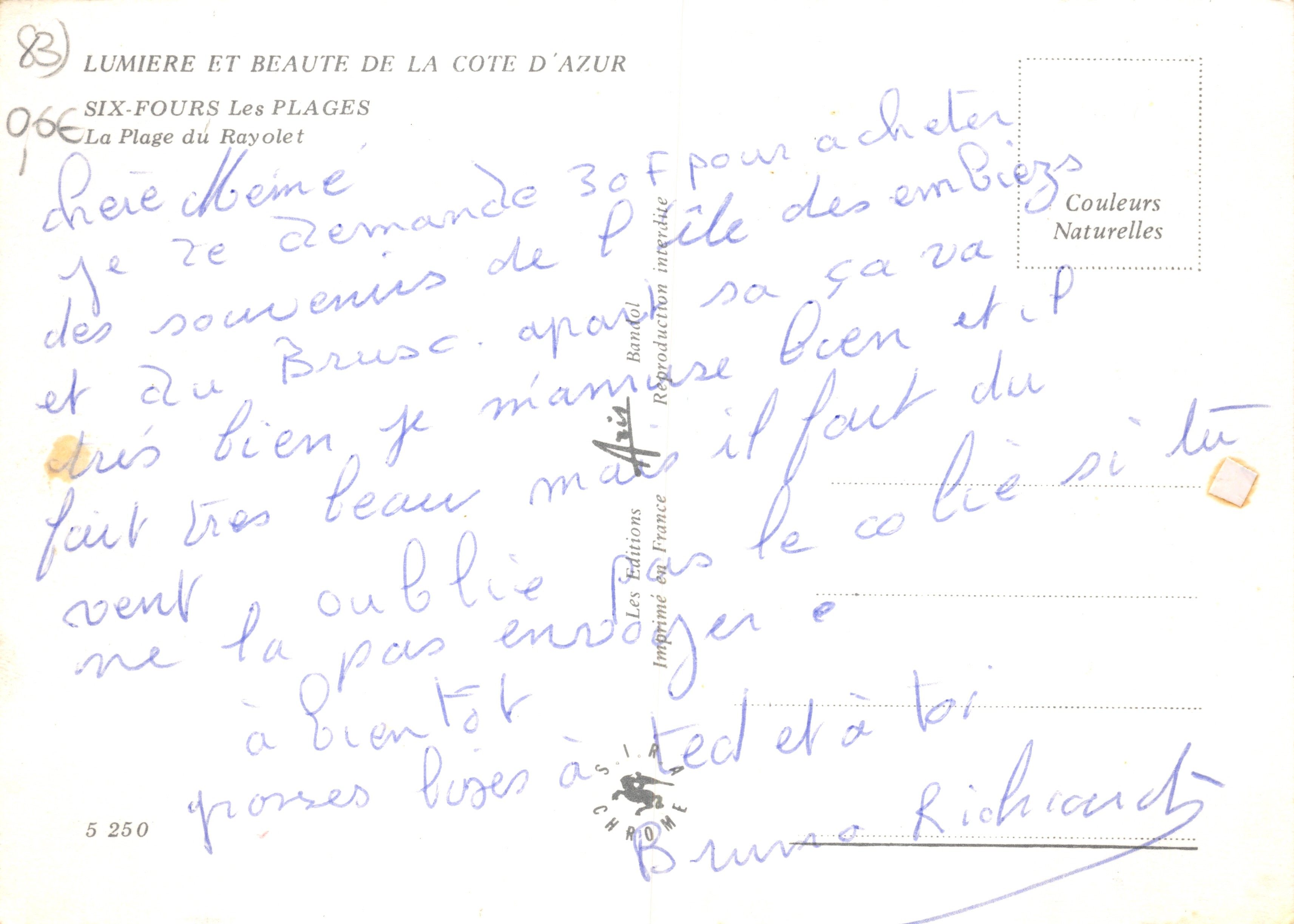 Six-Fours-les-Plages — De strand van Rayolet — Éditions Bandol — Achterkant