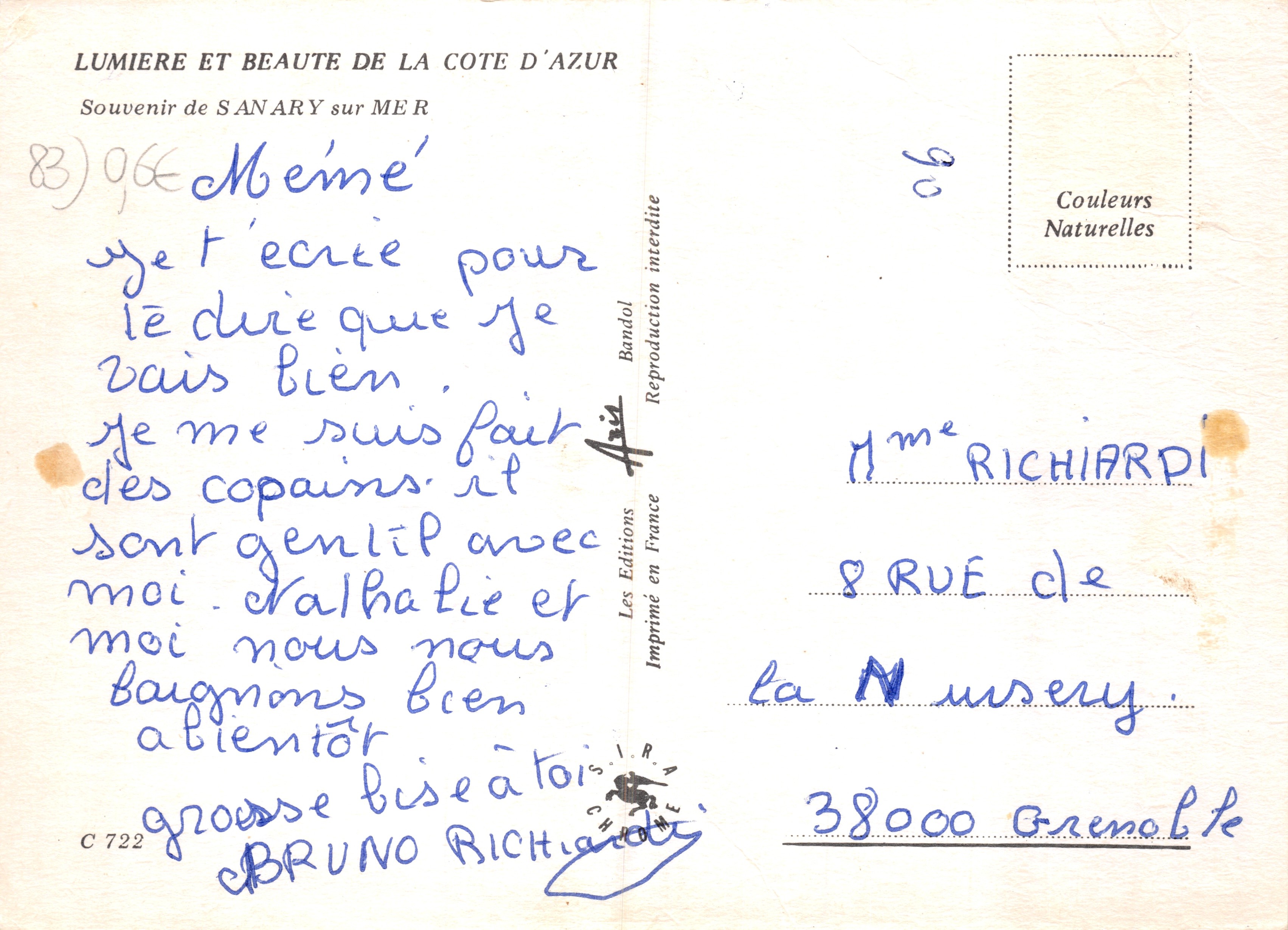 Sanary — vista del puerto, mercado y costa — Éditions Bandol — Reverso