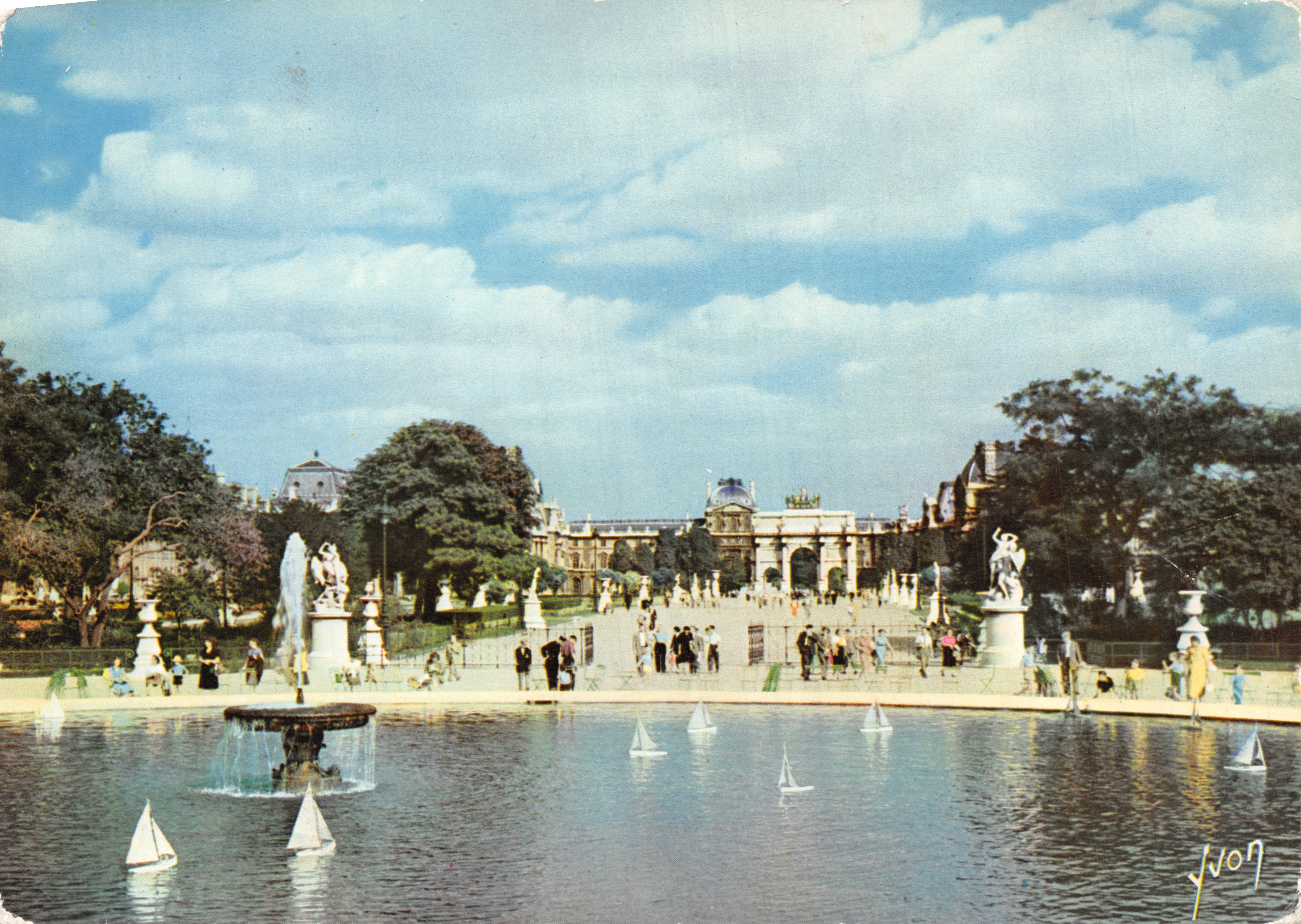 Große Allee der Tuileries — Panoramablick mit Brunnen und Statuen — Éditions d'Art YVON