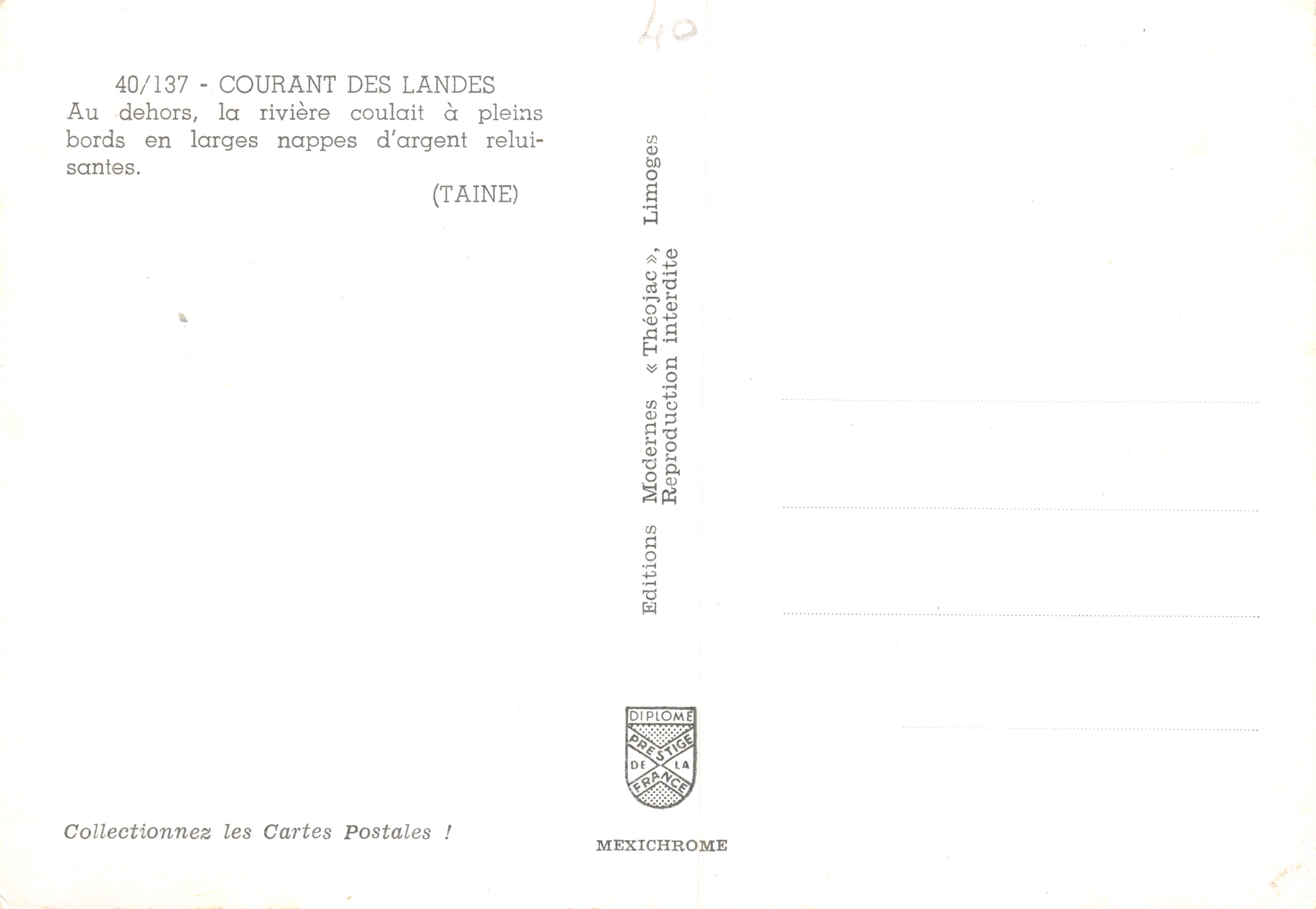 Corriente de las Landes — Río con capas de plata — Ediciones Mexichrome — Reverso